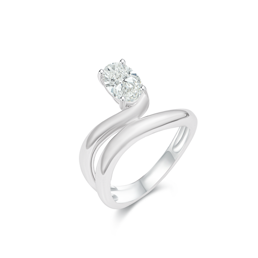 TDG 10K Lab Grown Flow Solitaire Diamond Ring
