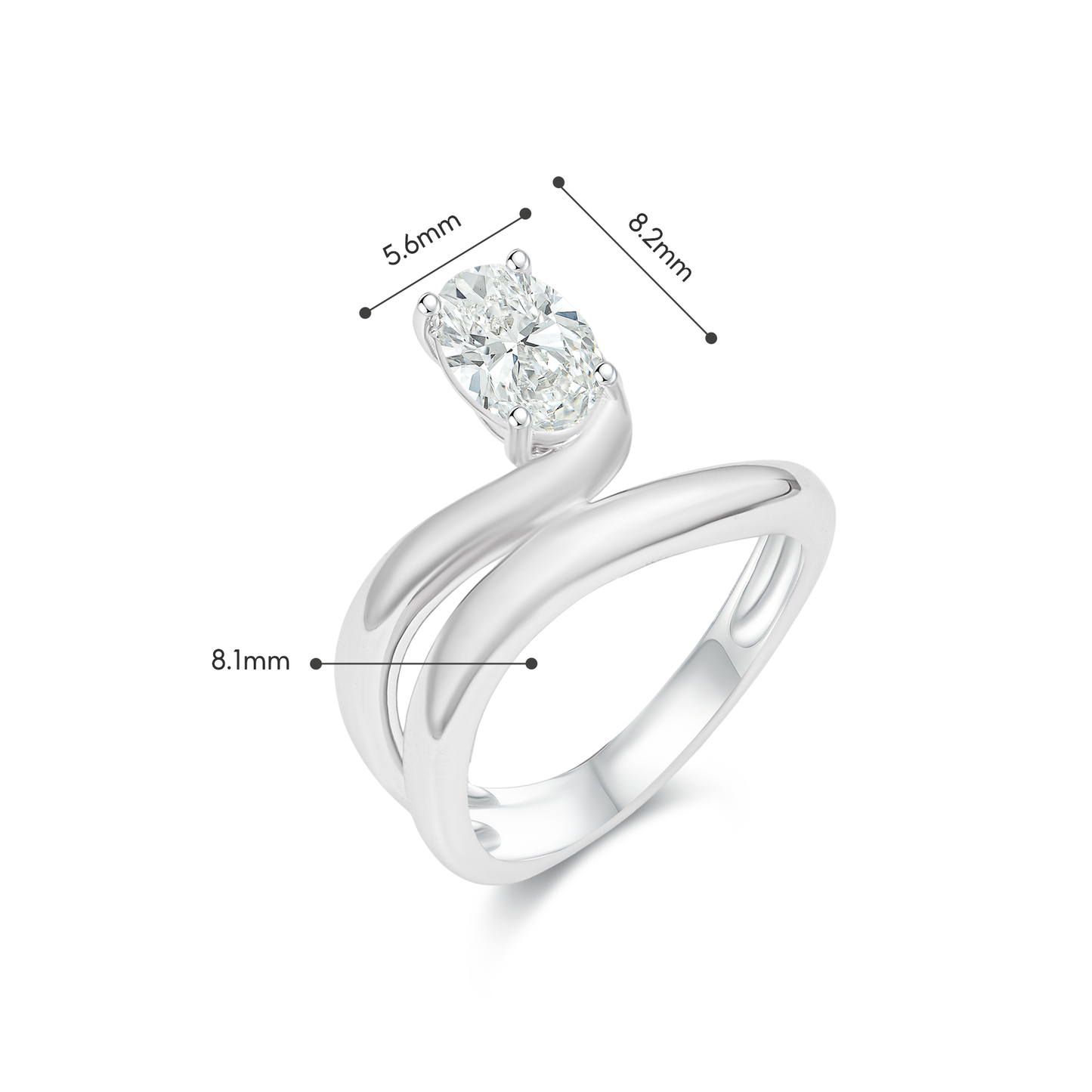 TDG 10K Lab Grown Flow Solitaire Diamond Ring