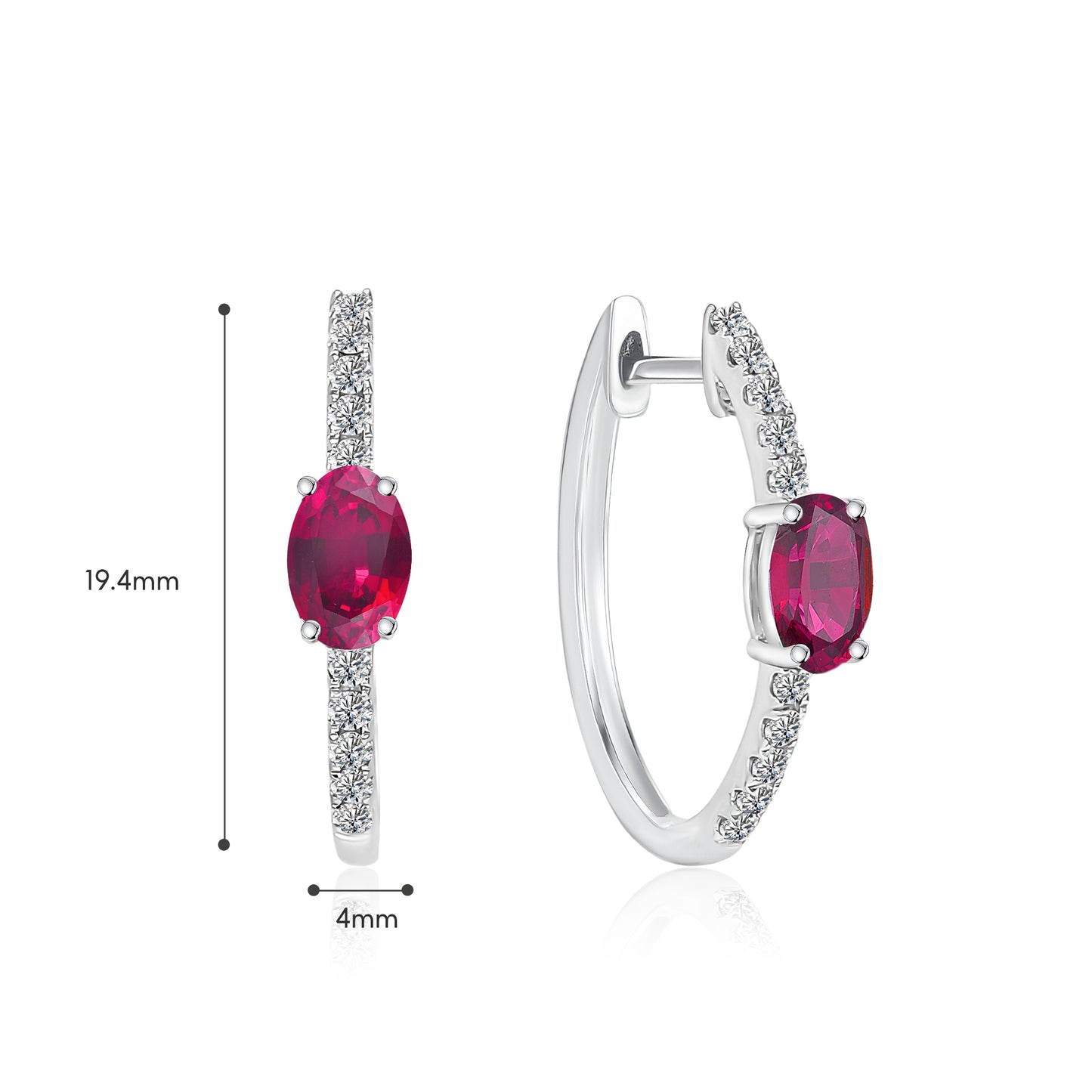 TDG 10K Gold Lab-Grown Ruby & Diamond Hoop Earrings