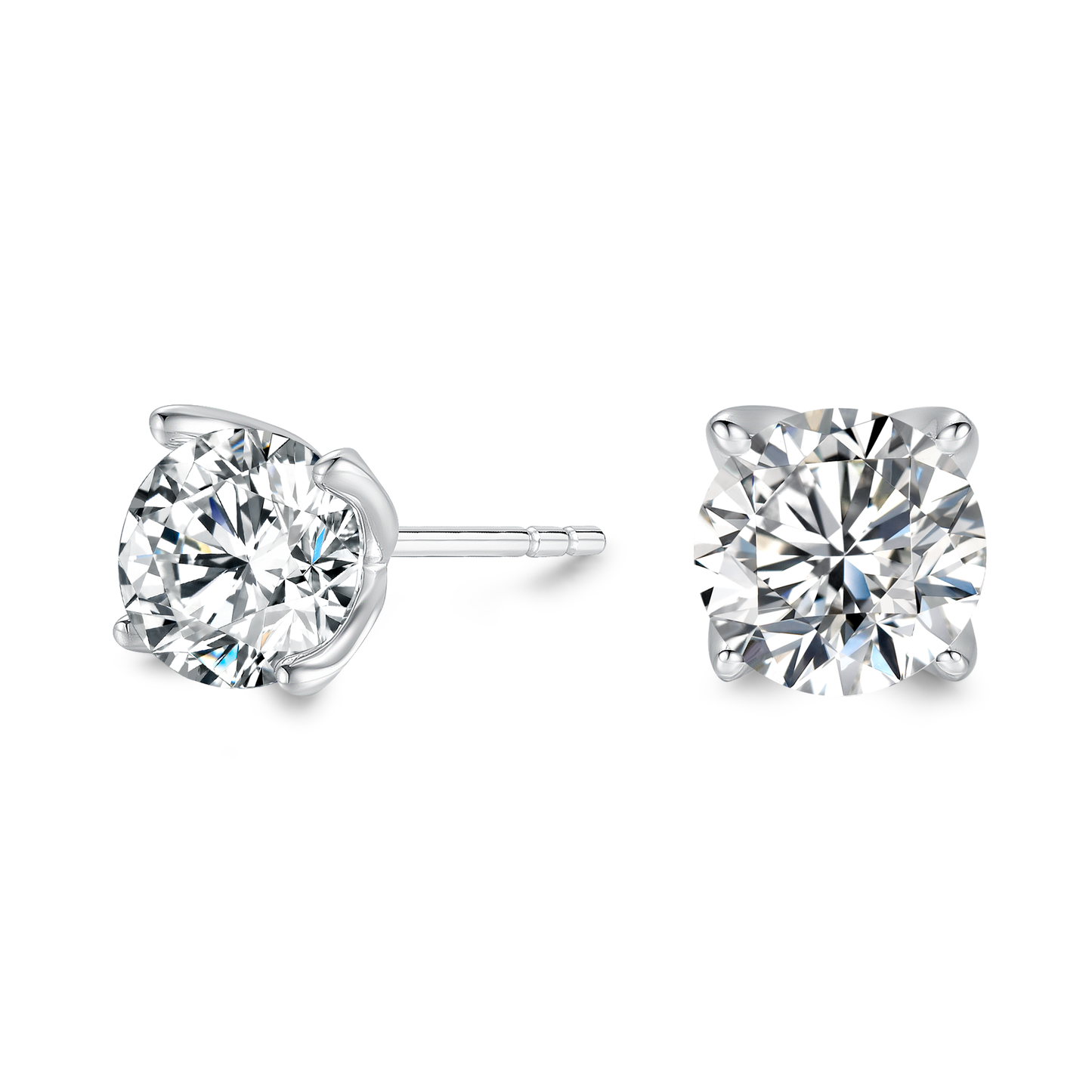 TDG 10K Gold Lab Grown Round Cut Diamond Earrings