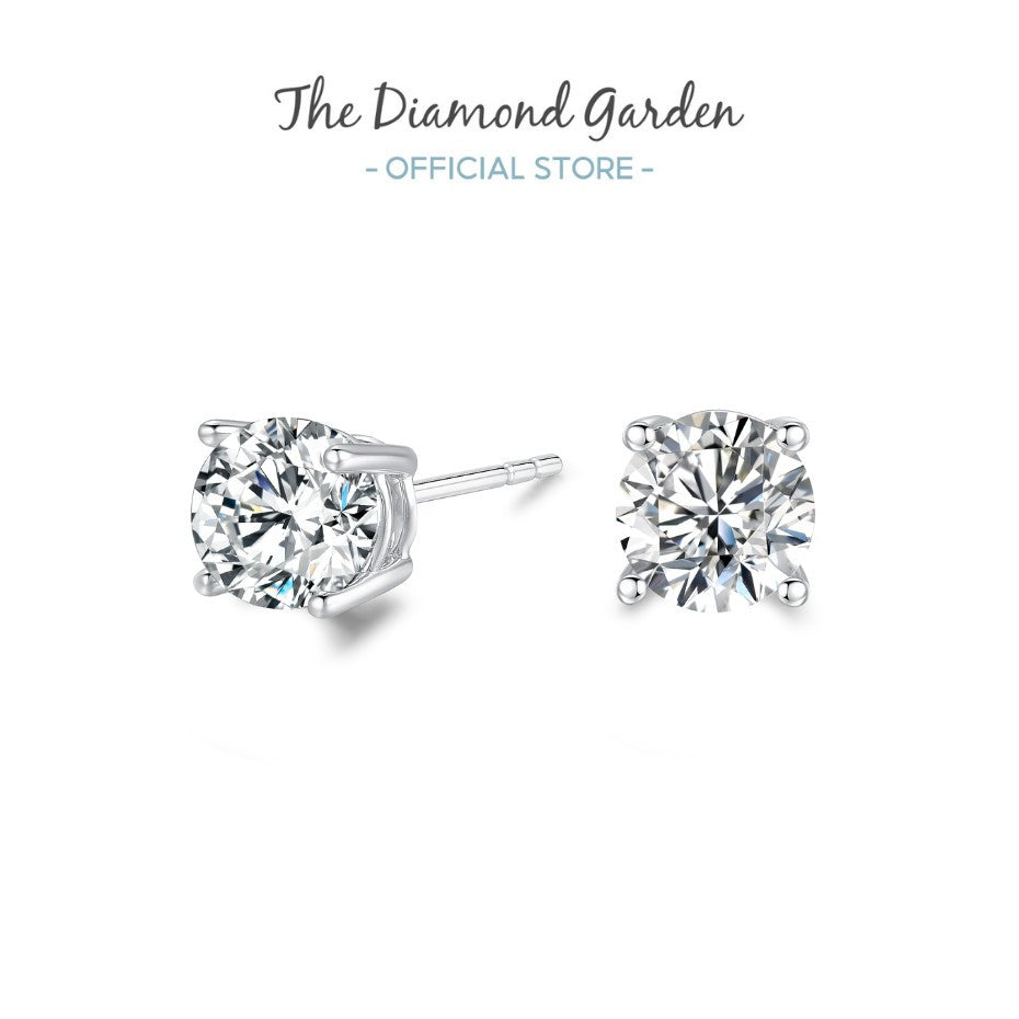 TDG 10K Gold Lab Grown Round Cut Diamond Earrings