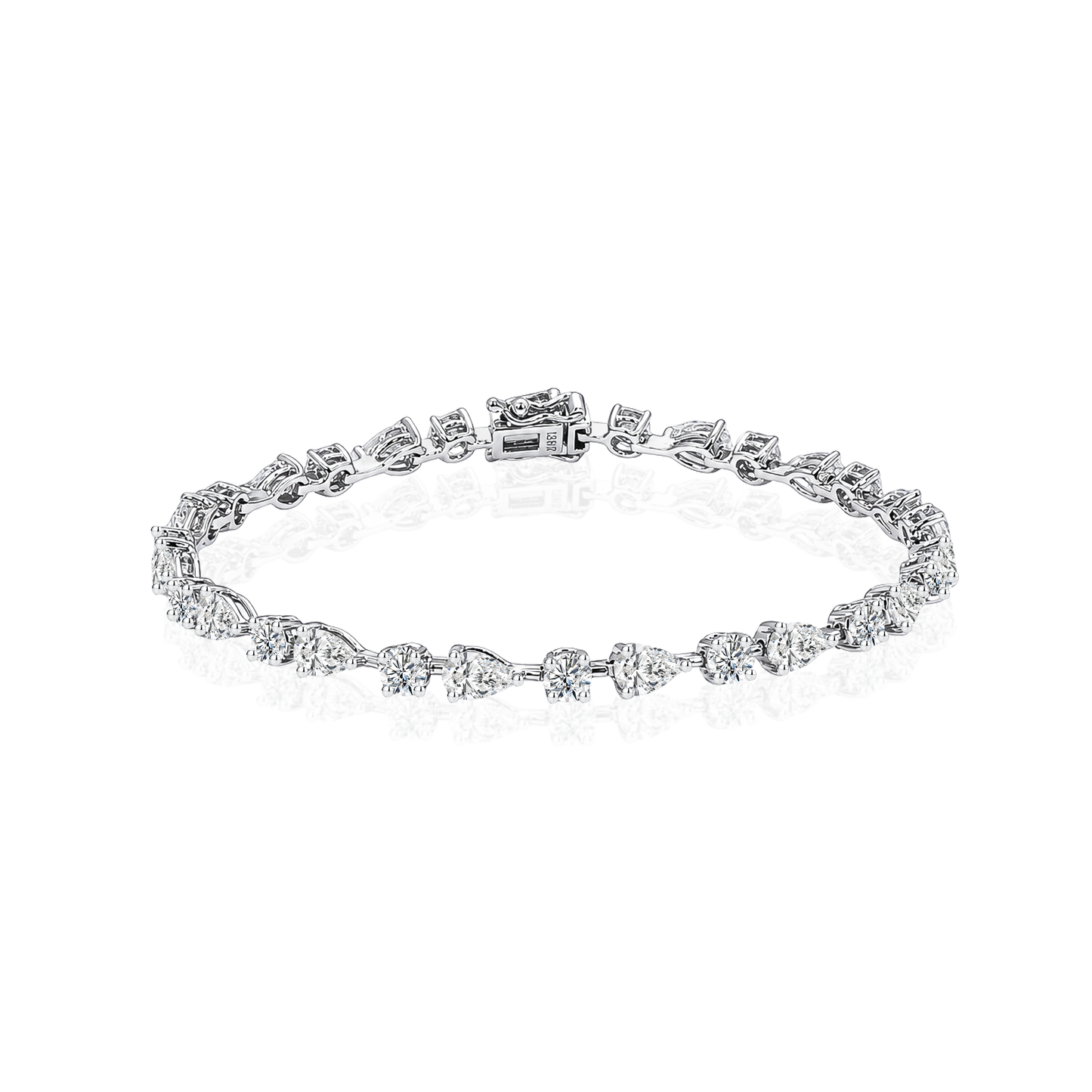 TDG 10K Gold Lab Grown Diamond Mixed Round & Pear Cut Tennis Bracelet – 4.5TCW±