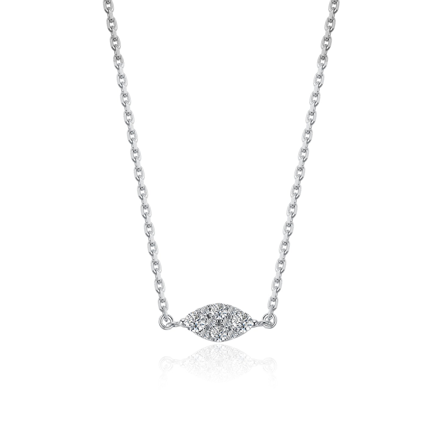 10K Gold Lab Grown Diamond Marquise Shape Cluster Necklace