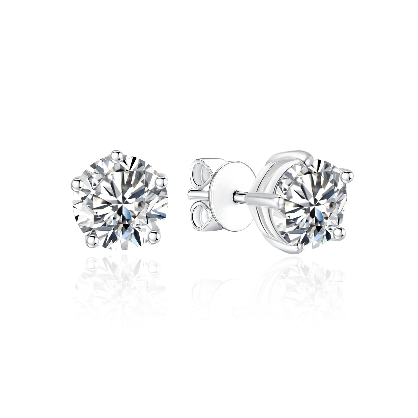 TDG 10K Gold Round Brilliant Lab Grown Diamond 5 Prong Stud Earrings