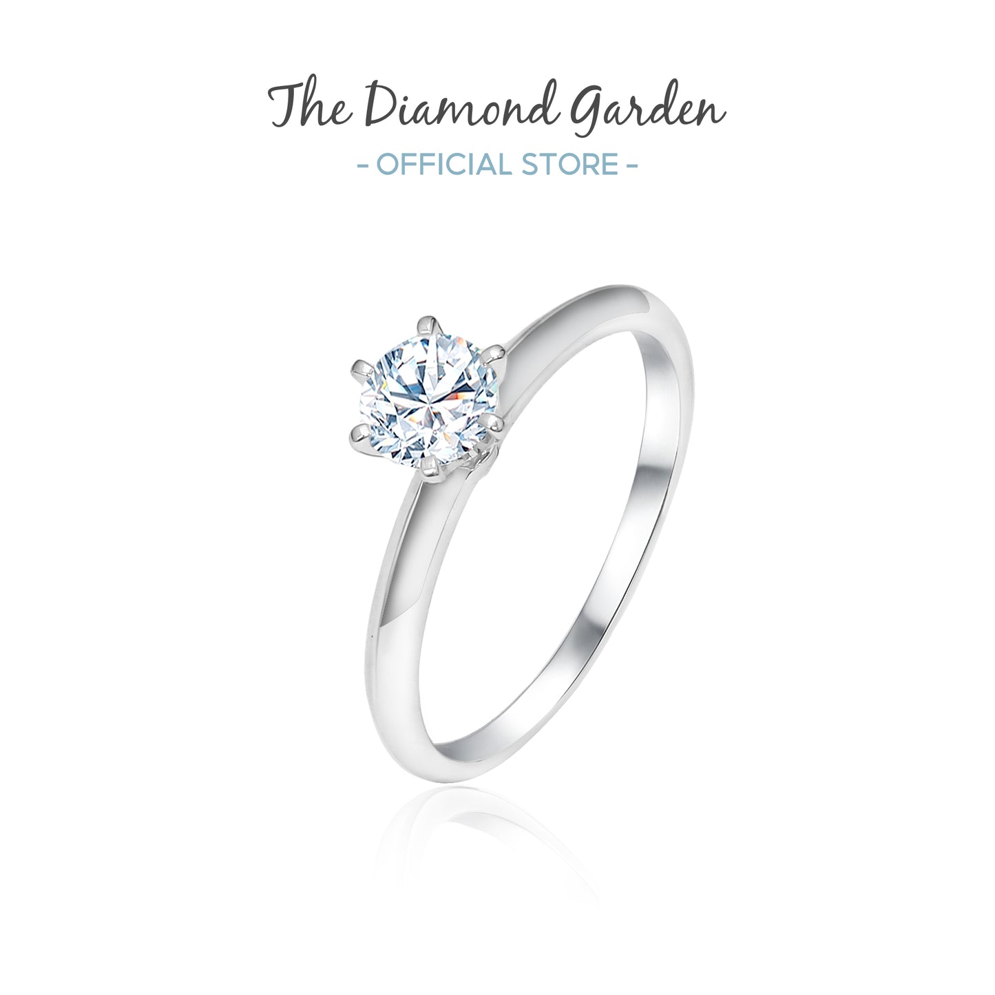 TDG 10K Gold Lab Grown 6 Prong Round Brilliant Diamond Ring