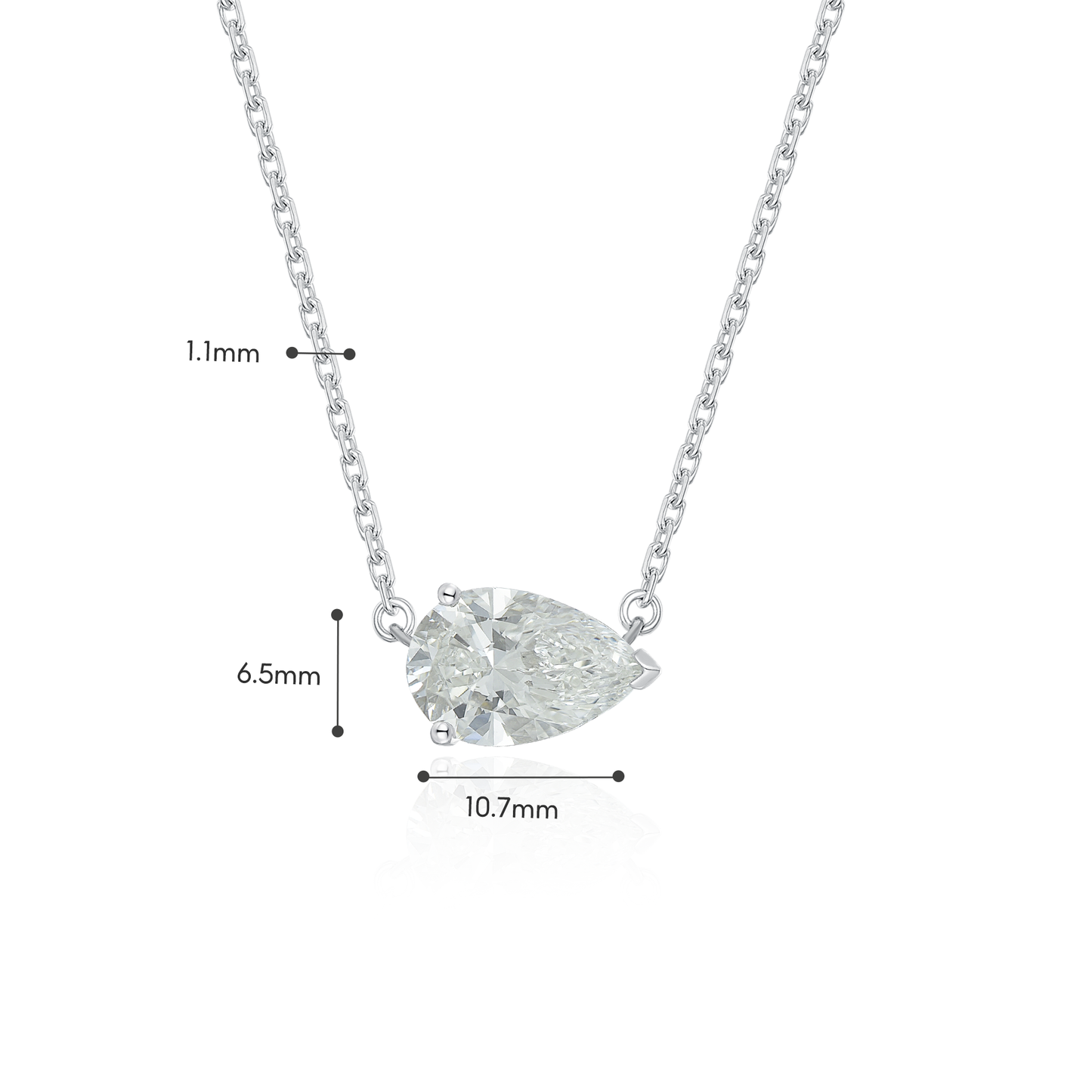 TDG 18K Gold Lab-Grown Pear Diamond Pendant Necklace with IGI Certification