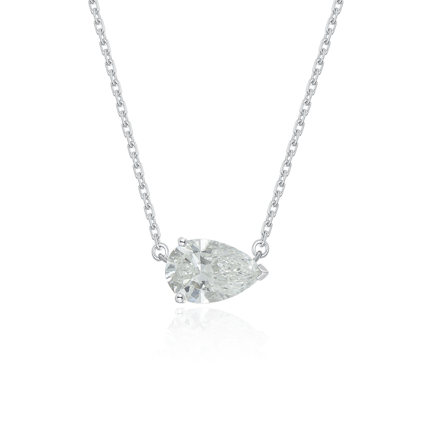 TDG 18K Gold Lab-Grown Pear Diamond Pendant Necklace with IGI Certification