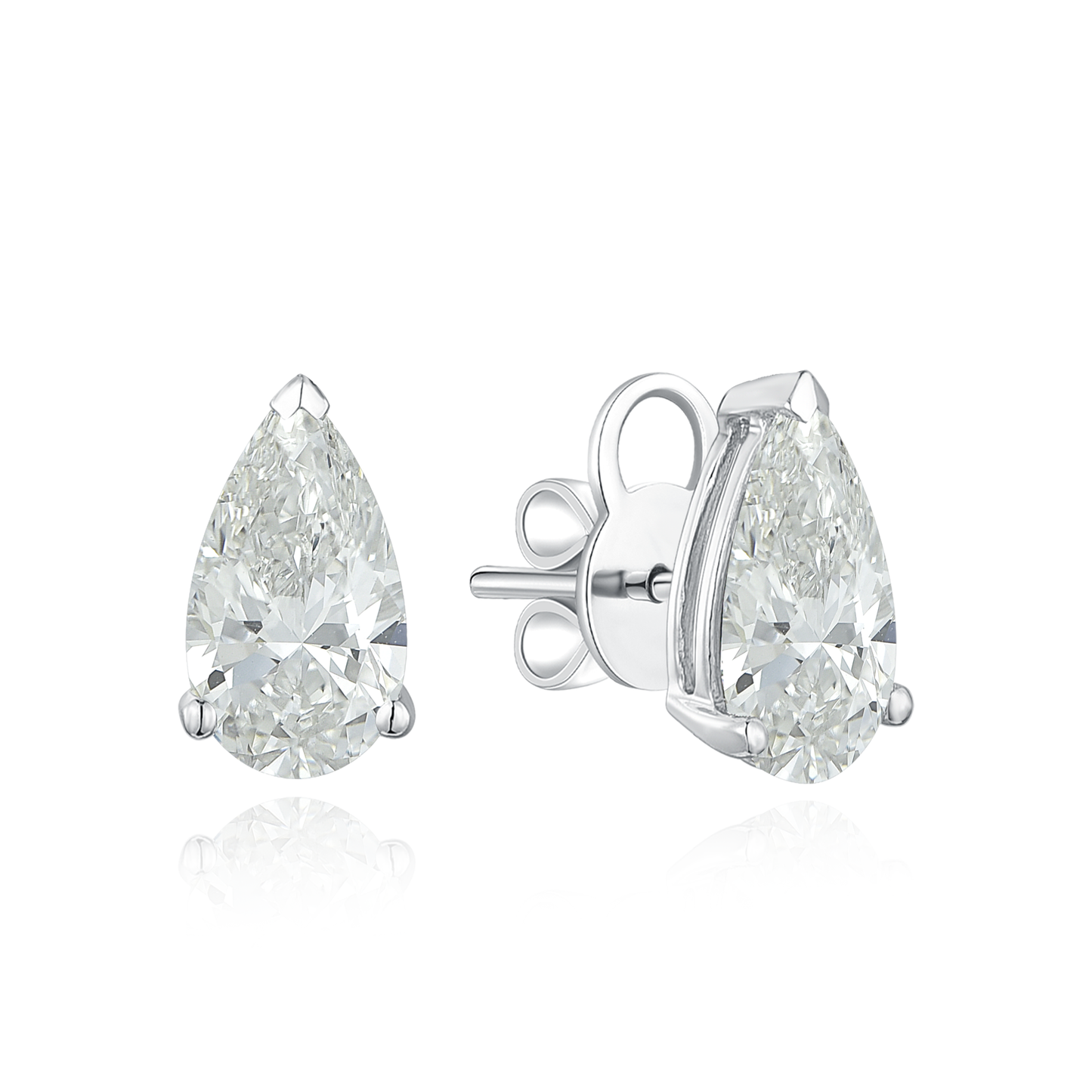 TDG 18K Gold Lab Grown Pear Shapes Diamond Earring with IGi Certificate