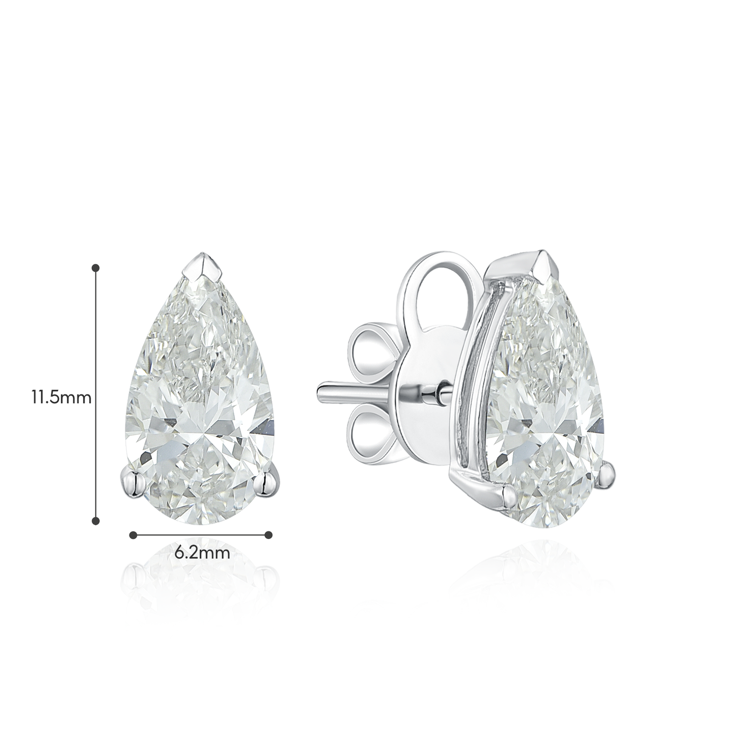 TDG 18K Gold Lab Grown Pear Shapes Diamond Earring with IGi Certificate