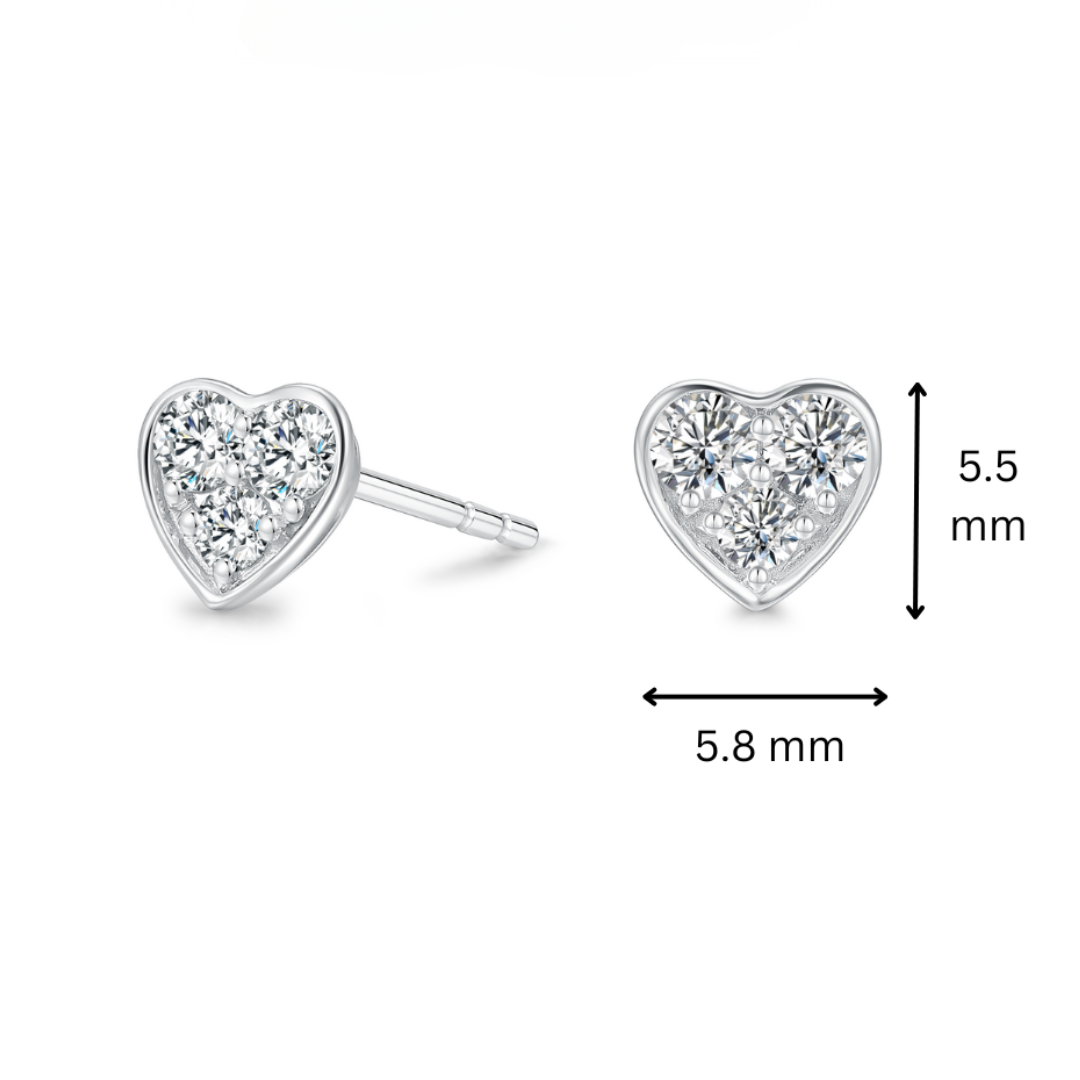 TDG 10K Gold Lab Grown Heart-Shaped Diamond Stud Earring