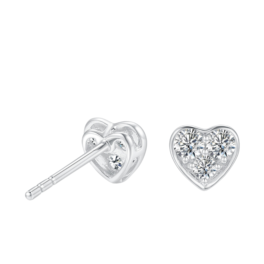TDG 10K Gold Lab Grown Heart-Shaped Diamond Stud Earring