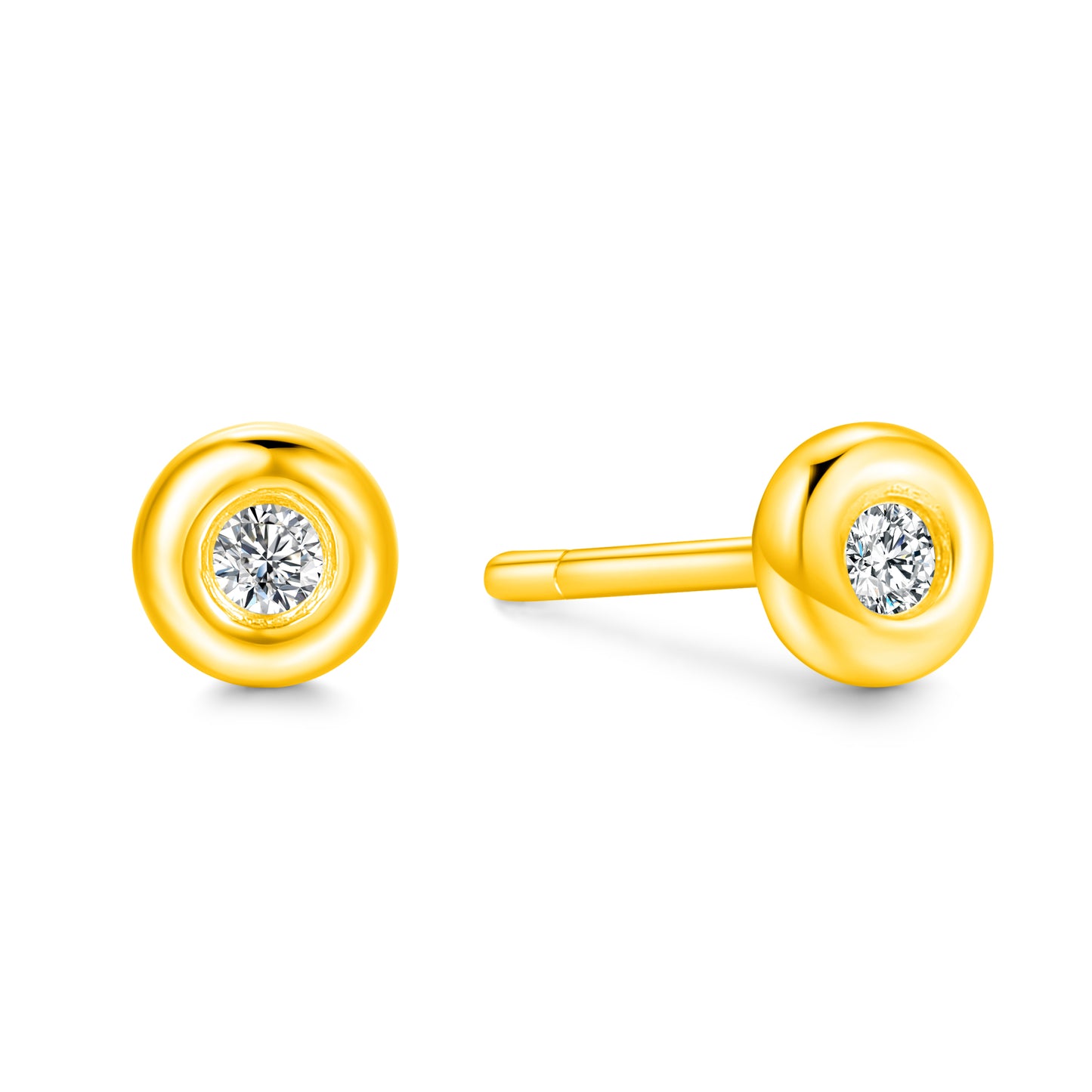 TDG 10K Gold Lab Grown Diamond Bezel Earrings