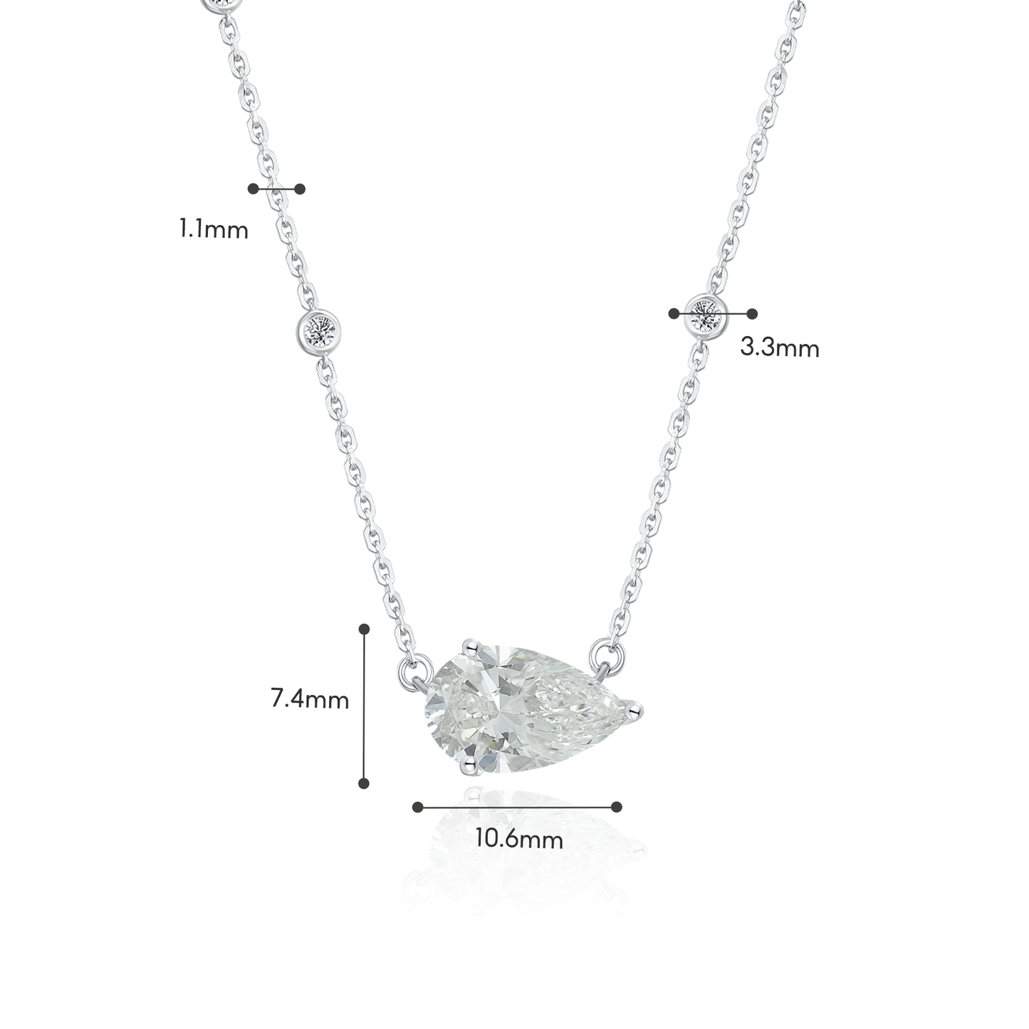 TDG 18K Gold Lab Grown Pear Shaped Diamond Necklace with IGI Certificate