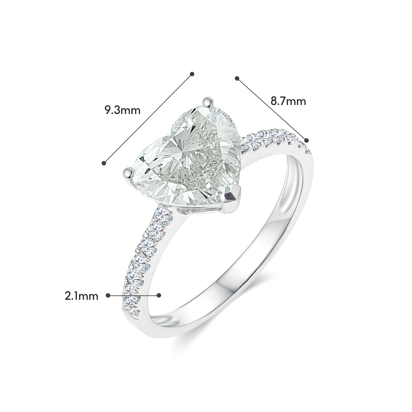 TDG 18K Gold Lab Grown Heart Shaped Diamond Ring with IGI Certificate