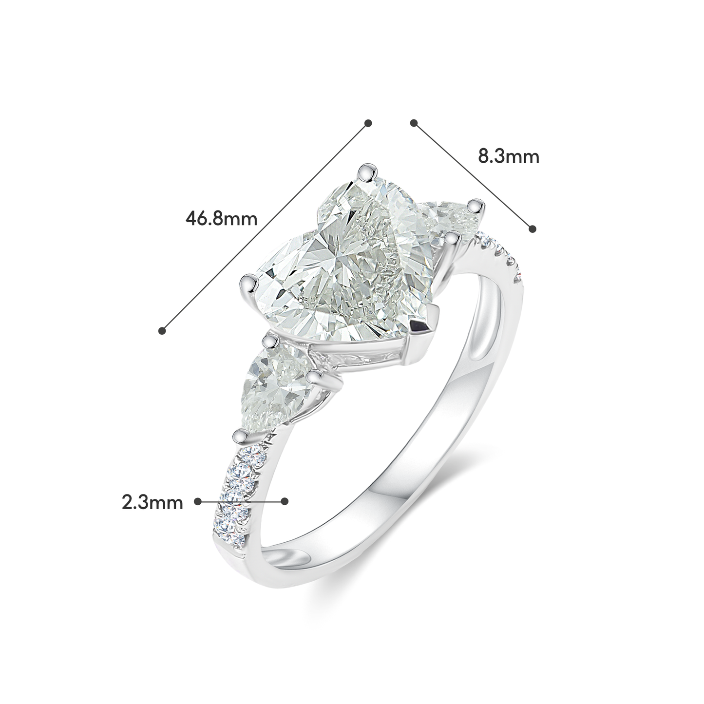 TDG 18K Gold Lab Grown Heart Shaped Diamond Ring with IGI Caertificate