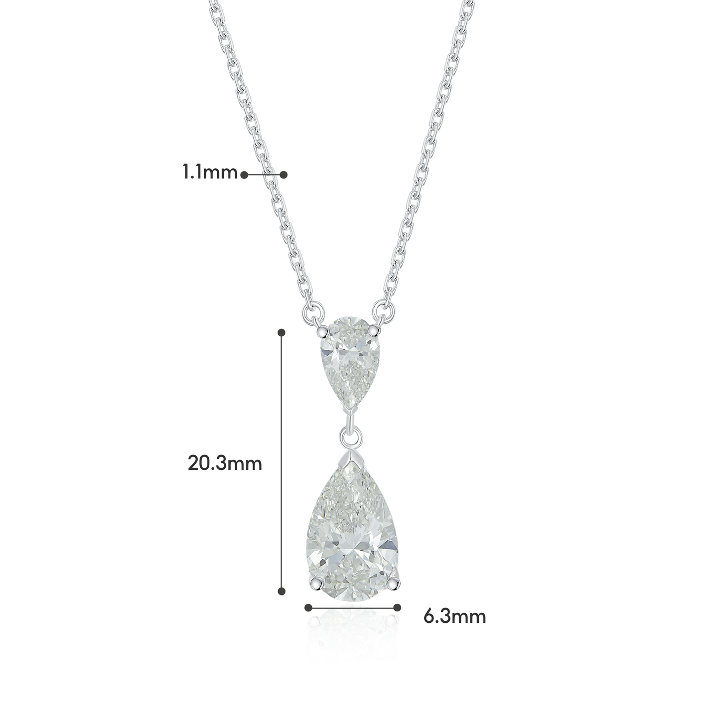 TDG 18K Gold Lab-Grown Pear Diamond Necklace with IGI Certificate