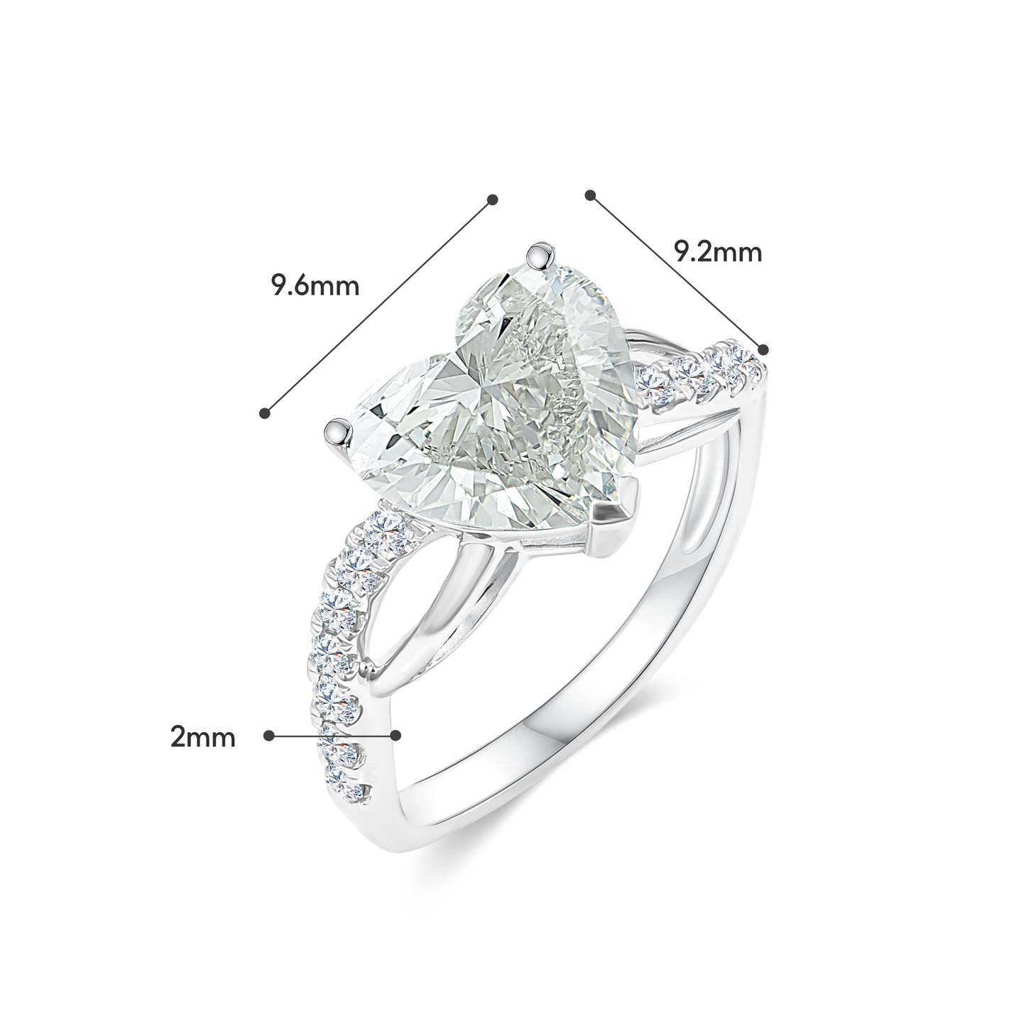 TDG 18K Gold Lab-Grown Heart Shaped Diamond Ring with IGI Certificate