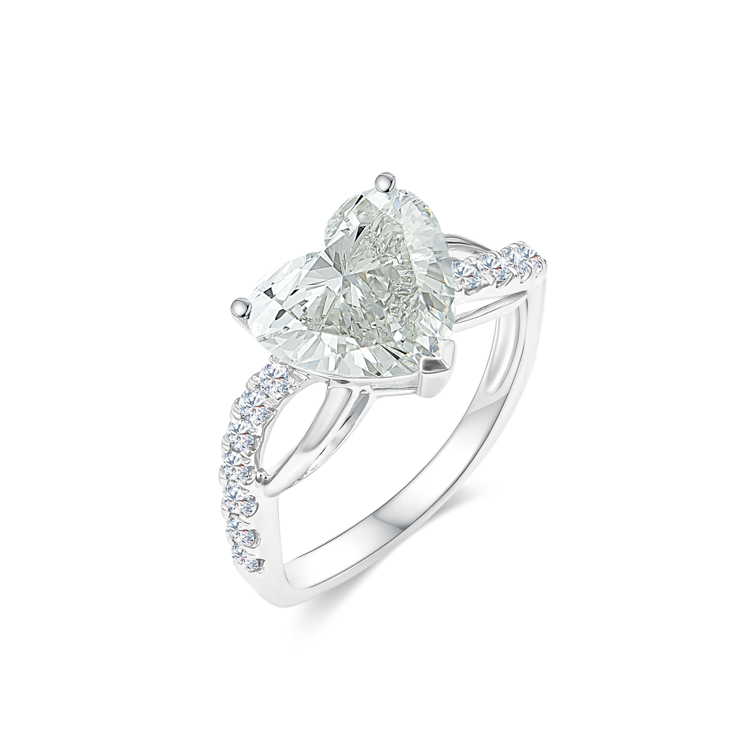 TDG 18K Gold Lab-Grown Heart Shaped Diamond Ring with IGI Certificate