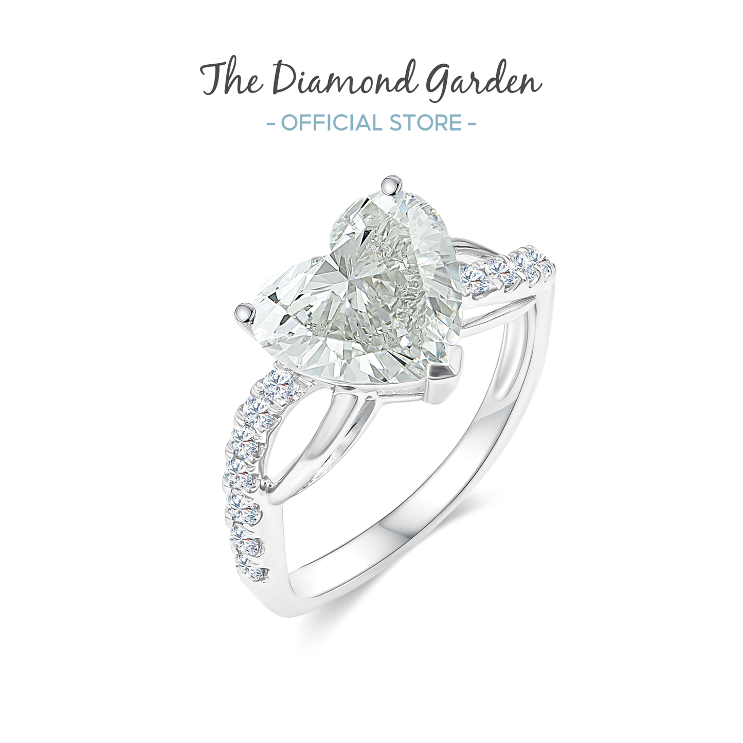 TDG 18K Gold Lab-Grown Heart Shaped Diamond Ring with IGI Certificate