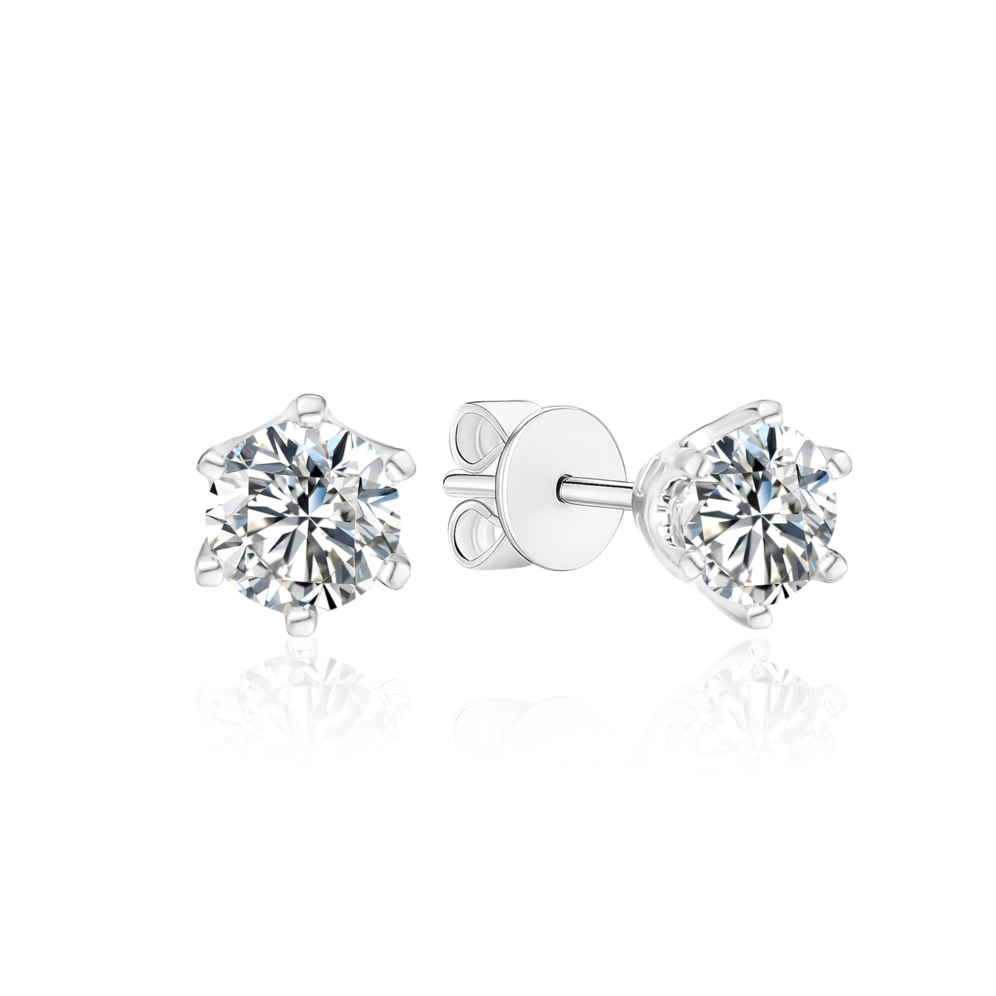 TDG 10K Gold Lab-Grown Diamond 5-Prong Solitaire Stud Earrings