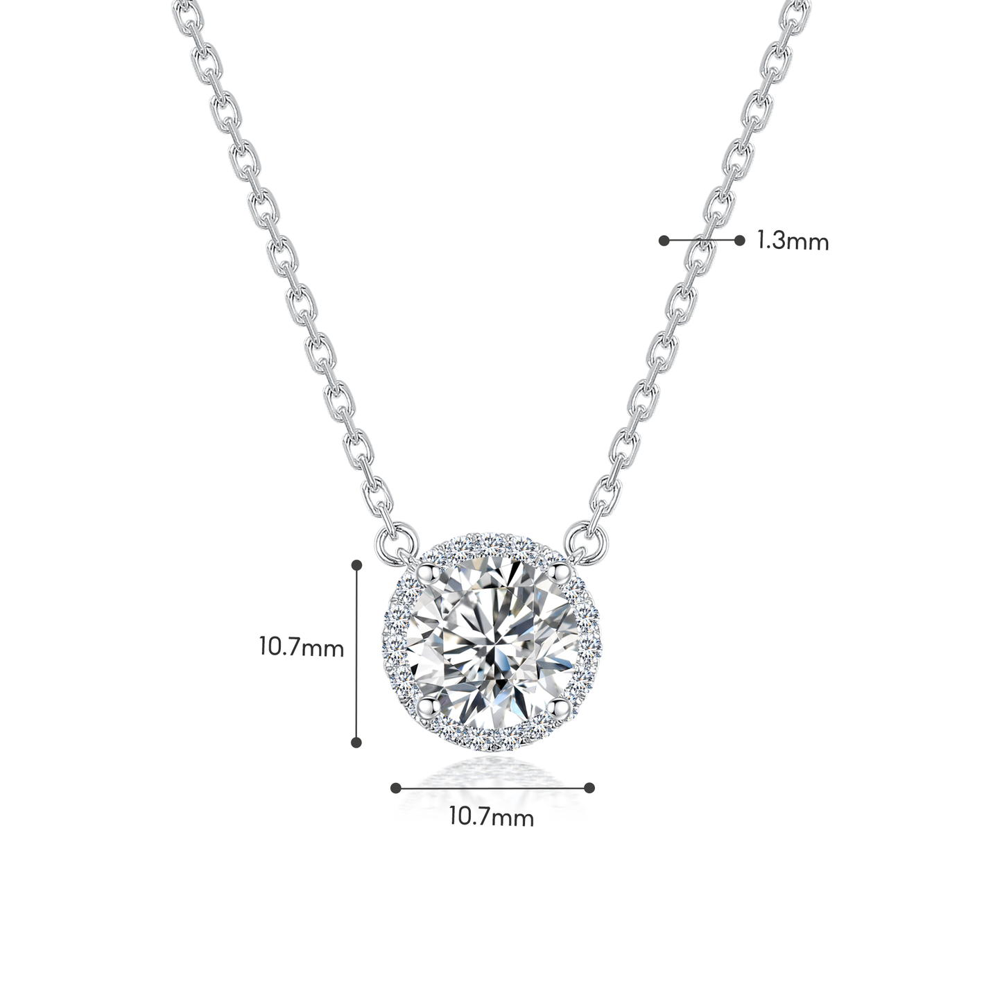 TDG 18K Gold Lab-Grown Diamond Halo Pendant Necklace with IGI Certificate