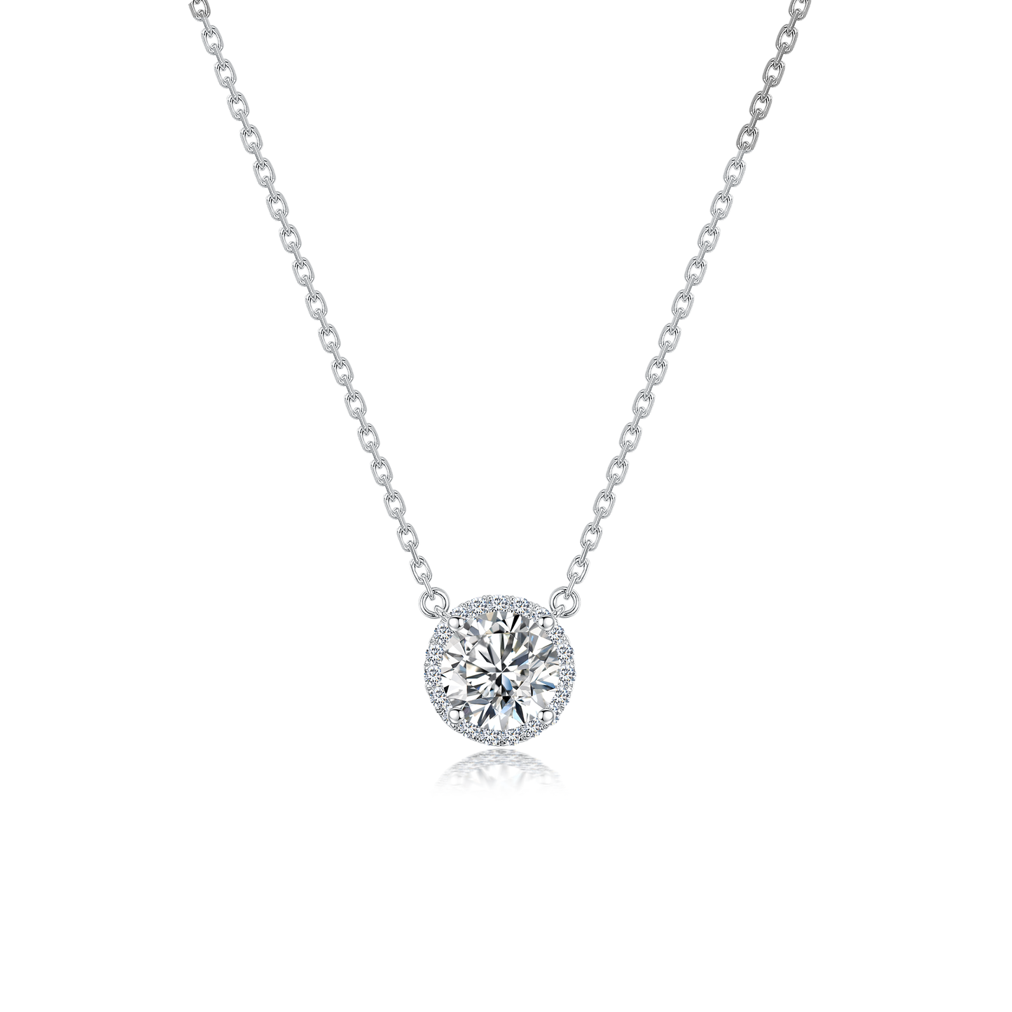 TDG 18K Gold Lab-Grown Diamond Halo Pendant Necklace with IGI Certificate