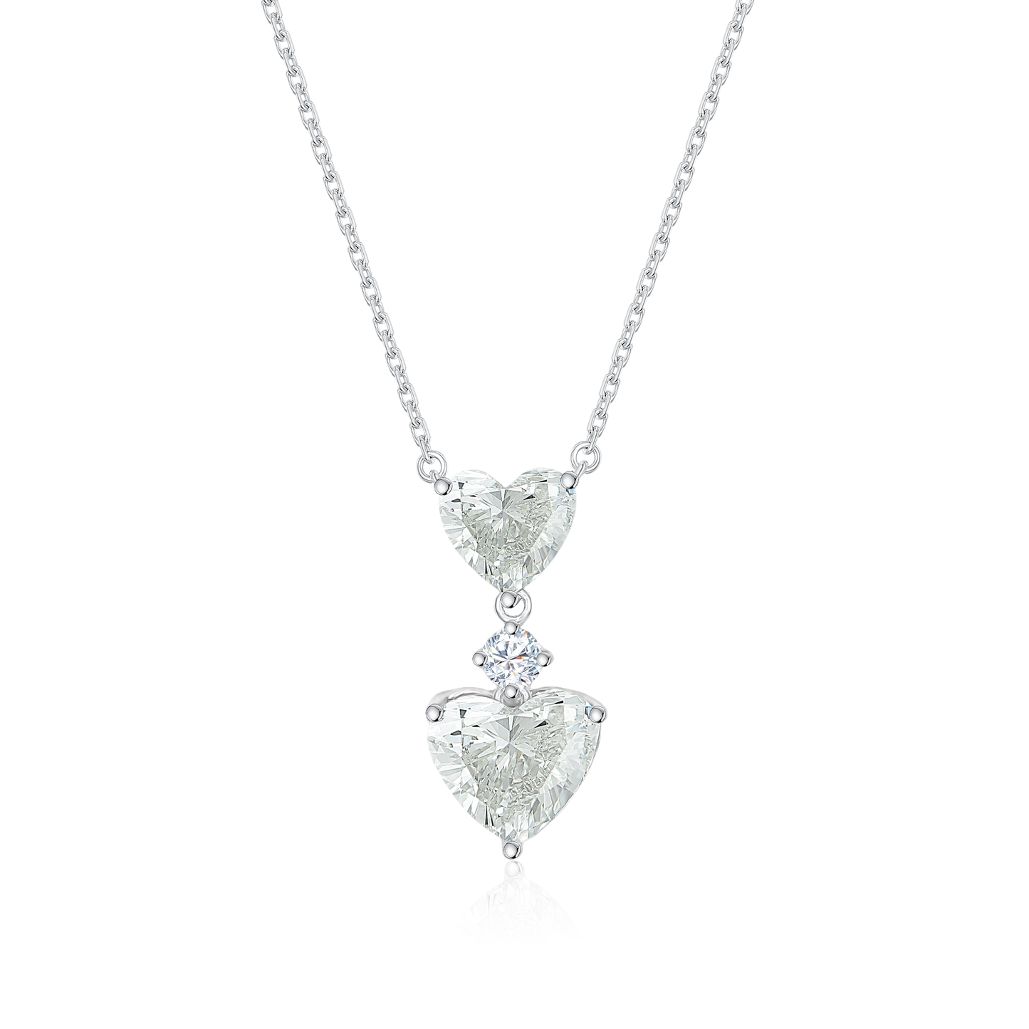TDG 18K Gold Lab Grown Double Heart Diamond Necklace with IGI Certificate