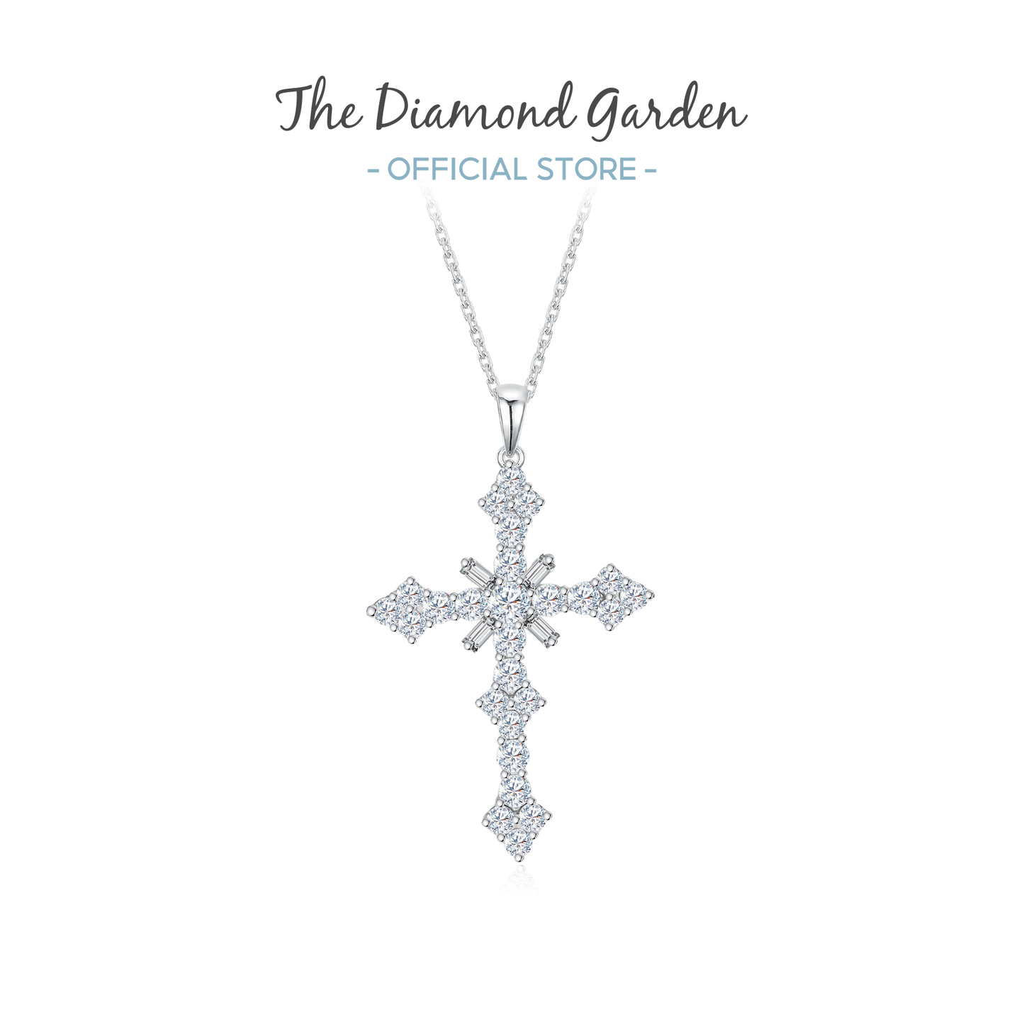 TDG 10K Gold Lab-Grown Diamond Cross Pendant Necklace