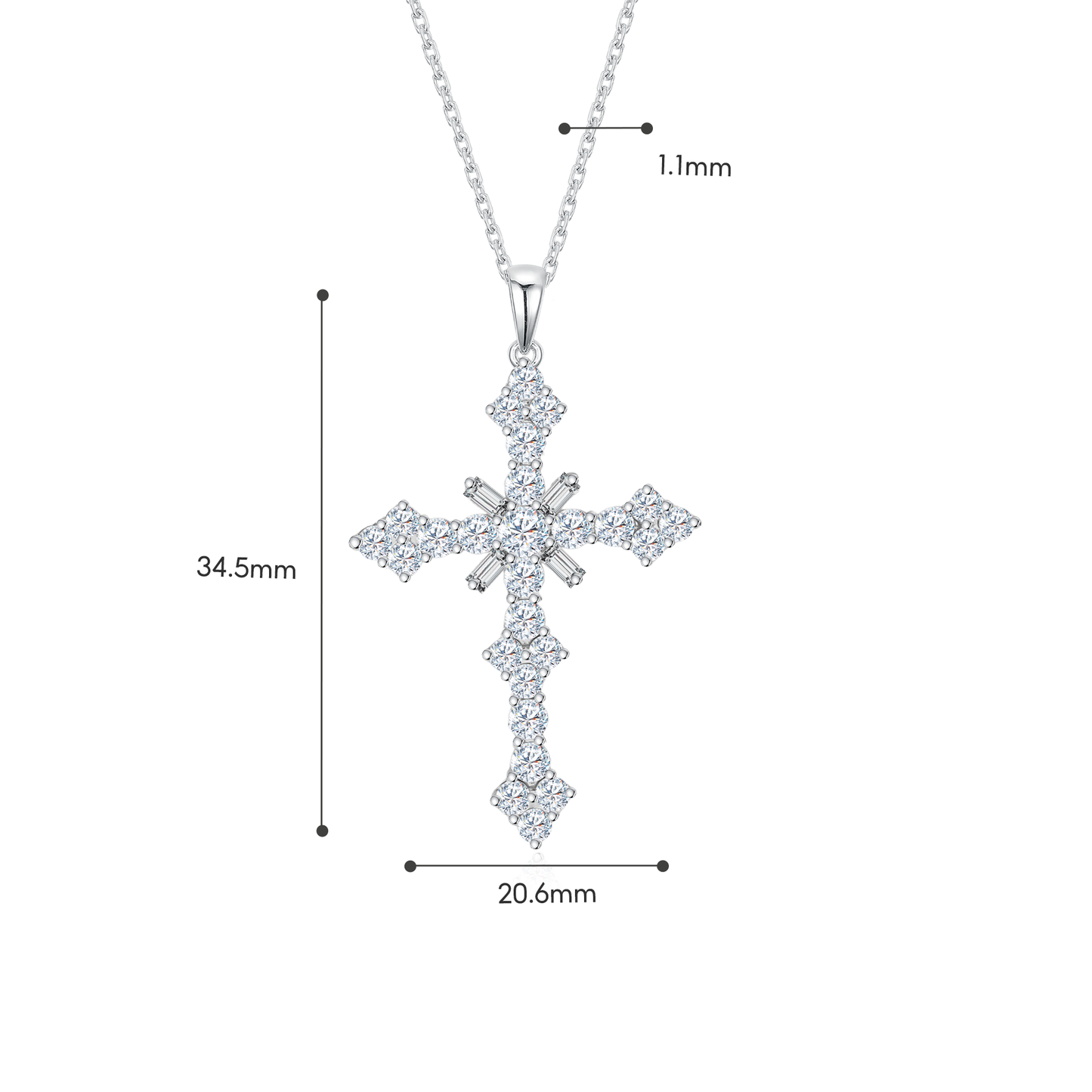 TDG 10K Gold Lab-Grown Diamond Cross Pendant Necklace