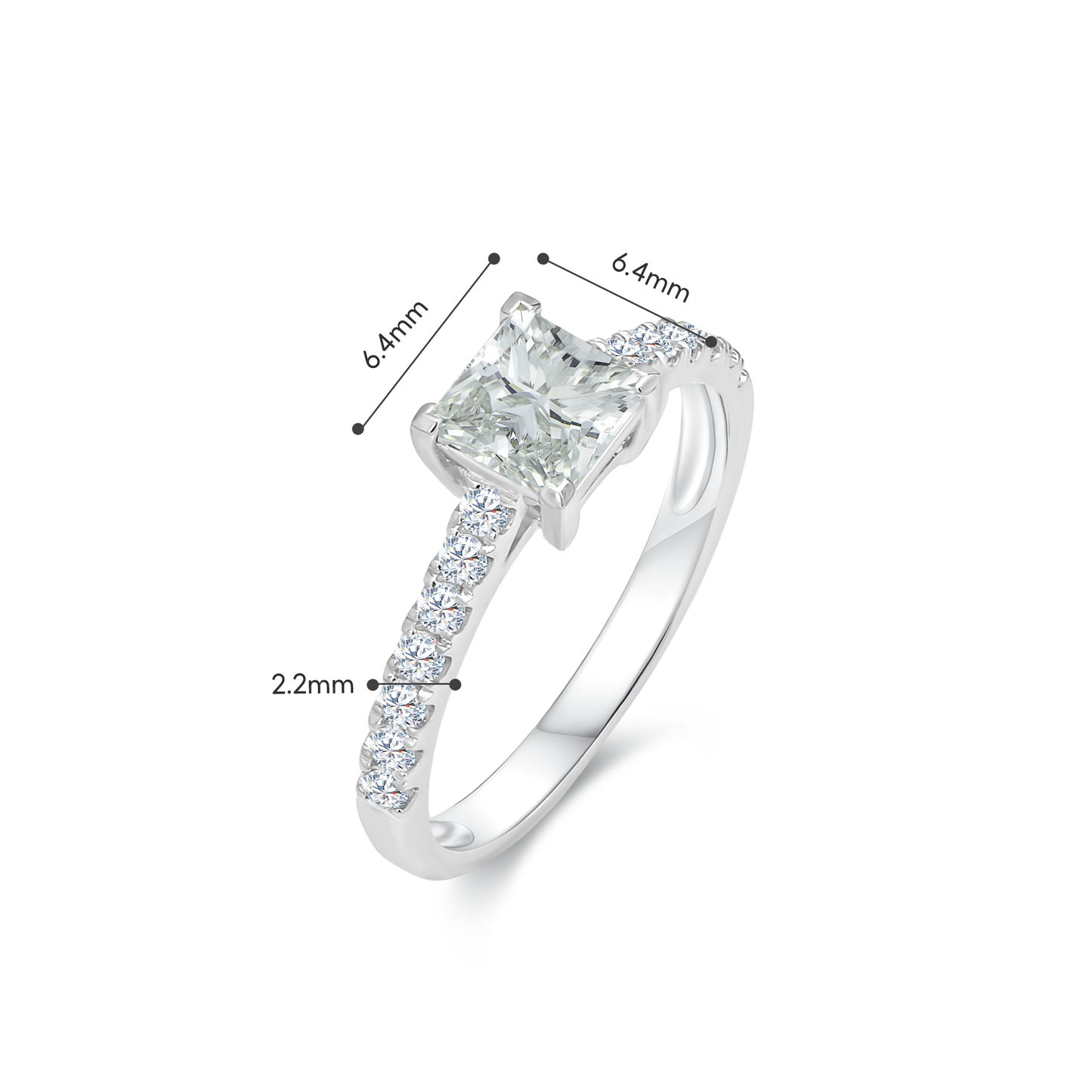 TDG 10K Lab Grown Princess Cut Diamond Ring
