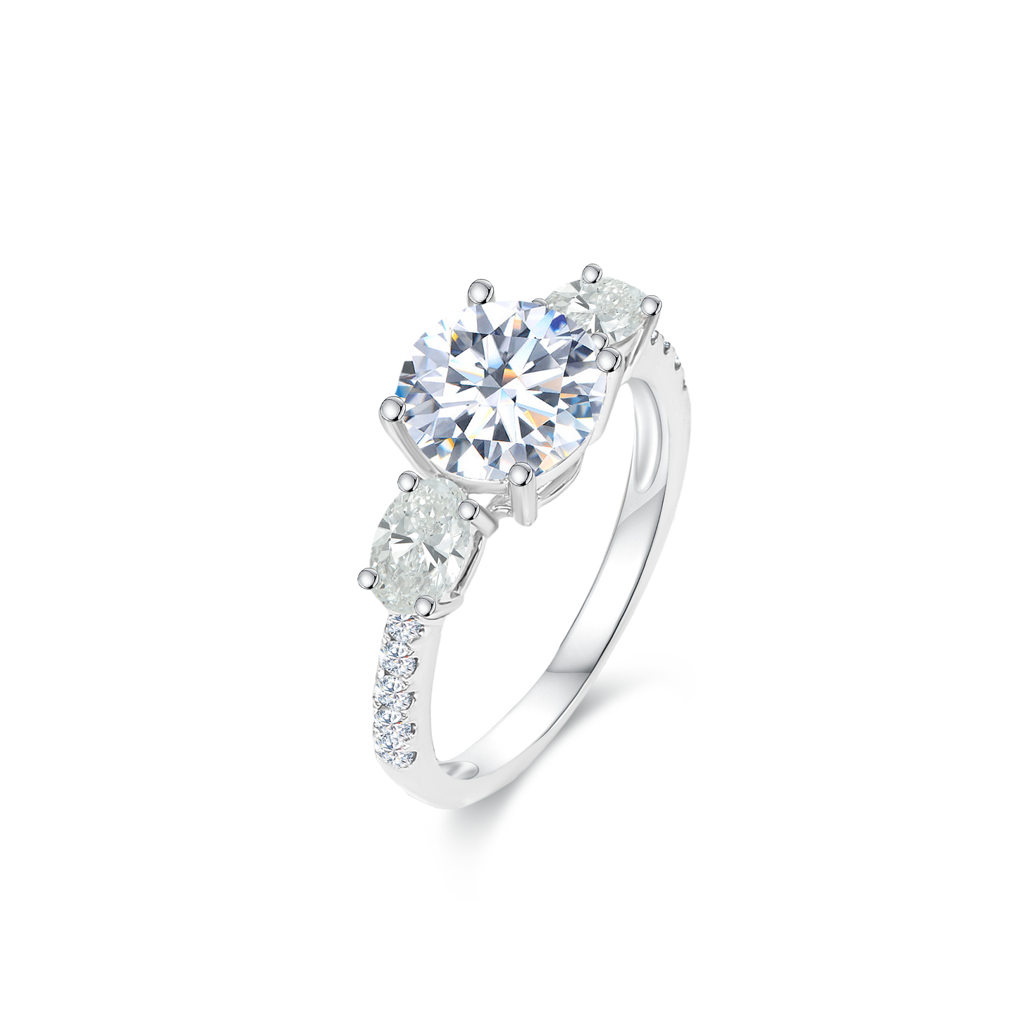 TDG 18K Gold Lab-Grown Three-Stone Diamond Ring with IGI Certification