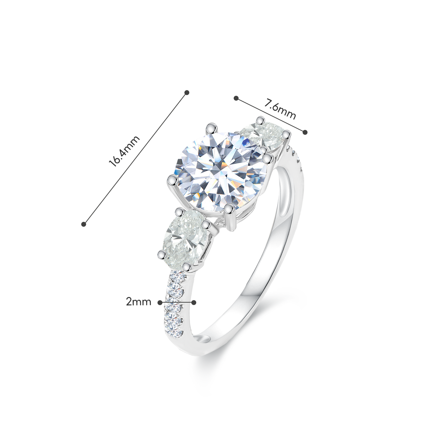 TDG 18K Gold Lab-Grown Three-Stone Diamond Ring with IGI Certification