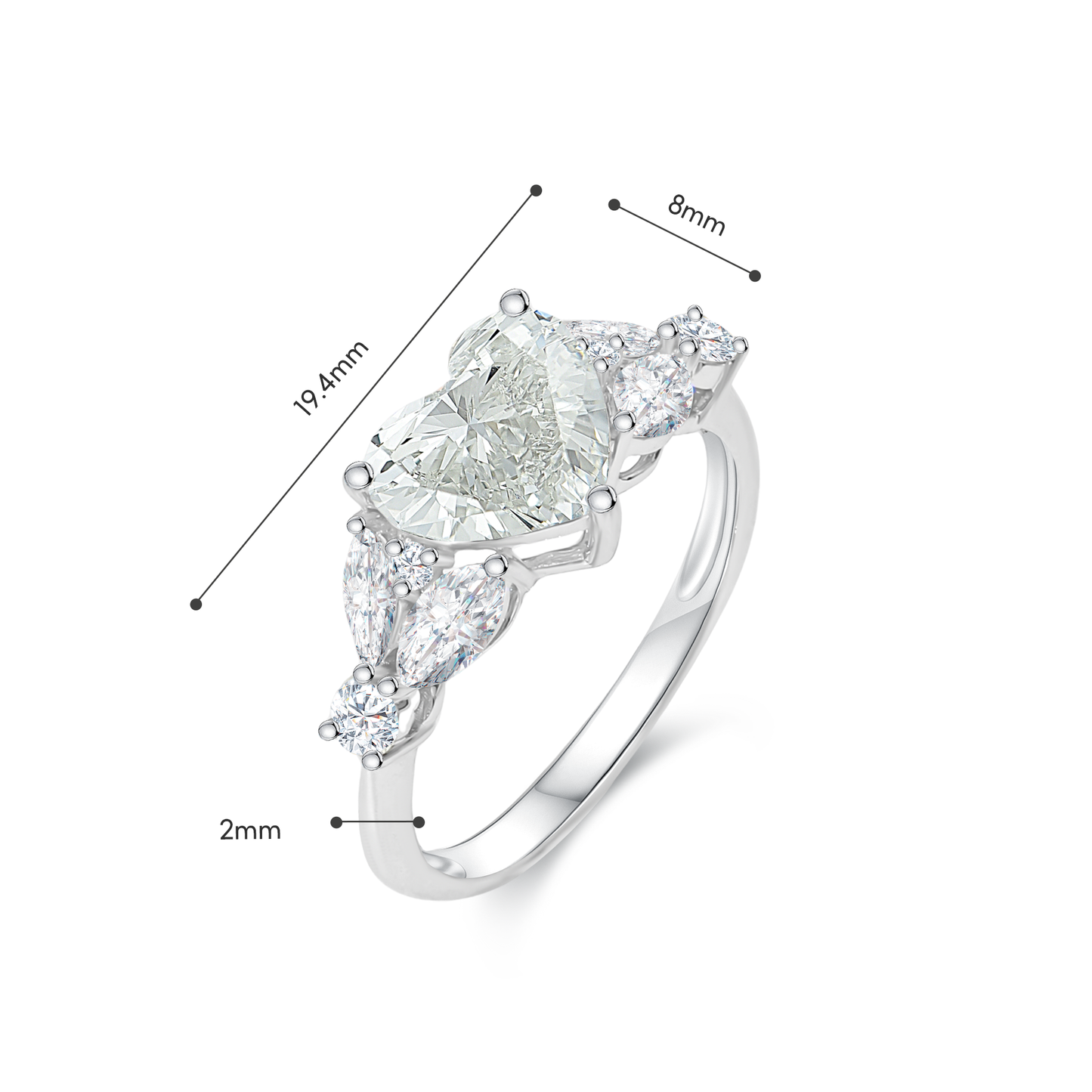 TDG 18K Gold Lab-Grown Heart-Shaped Diamond Ring with IGI Certificate