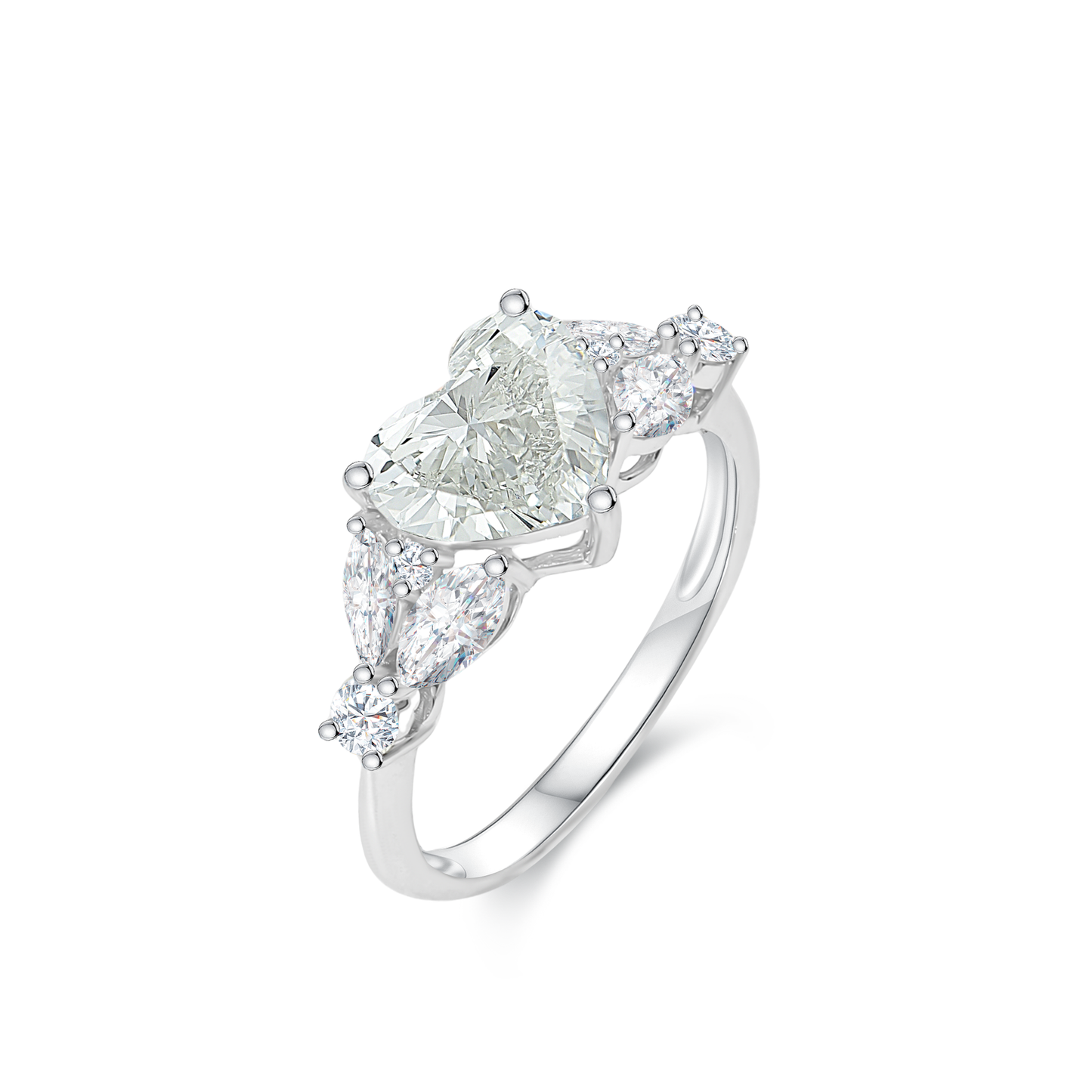TDG 18K Gold Lab-Grown Heart-Shaped Diamond Ring with IGI Certificate