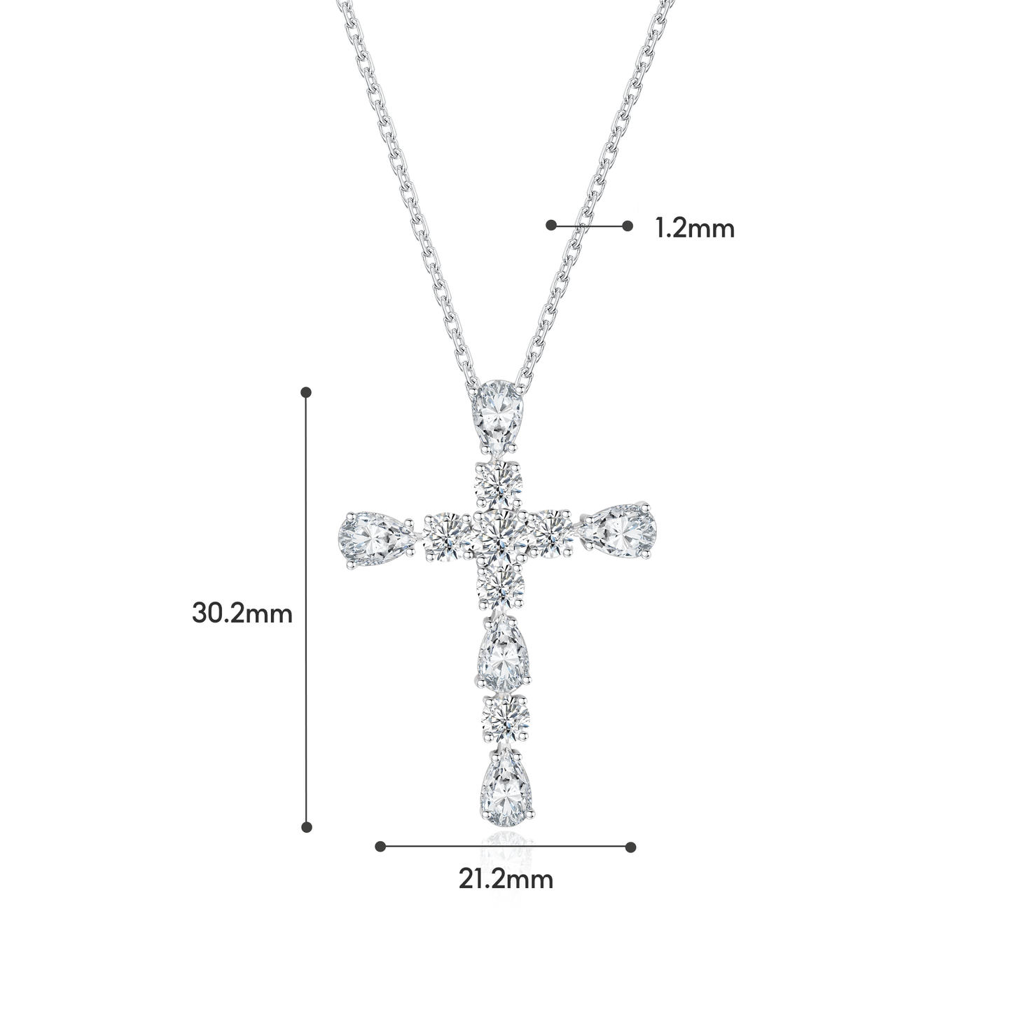 TDG 10K White Gold Lab-Grown Diamond Cross Pendant Necklace