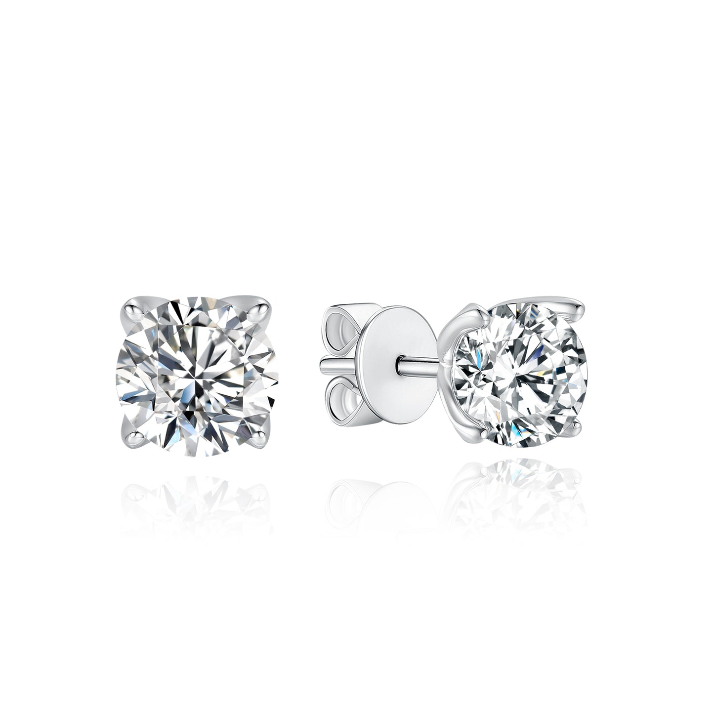 TDG 10K White Gold Lab-Grown Diamond Stud Earrings with 4-Prong Setting
