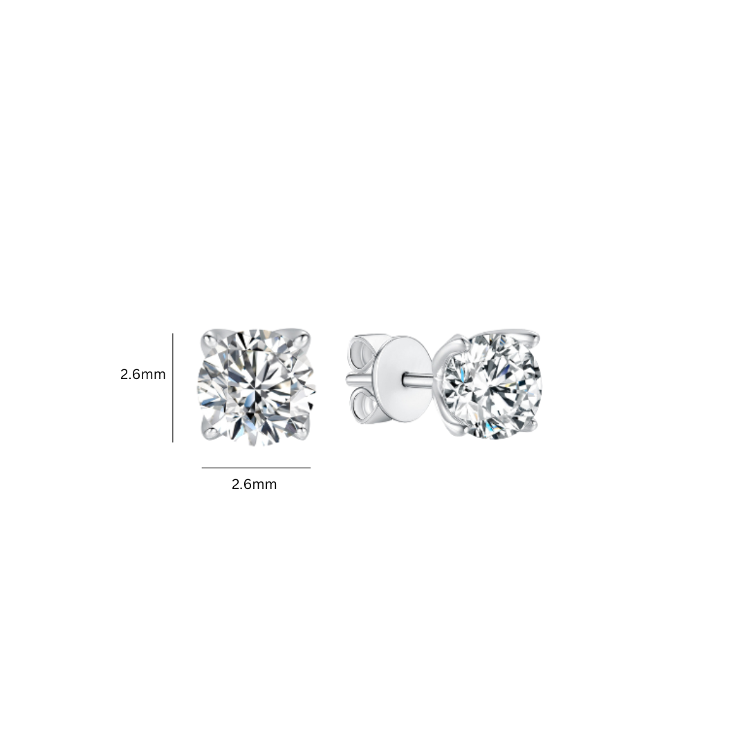 TDG 10K White Gold Lab-Grown Diamond Stud Earrings with 4-Prong Setting