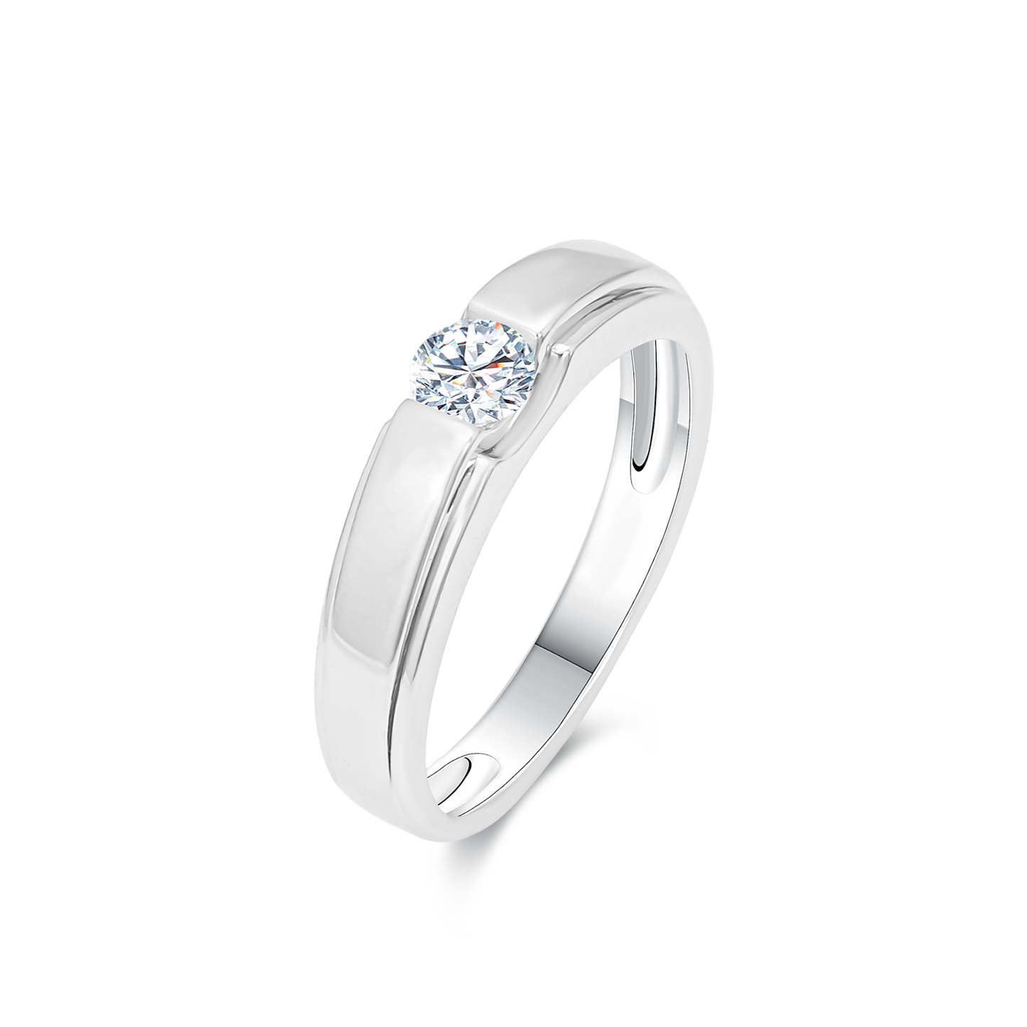 TDG 10K White Gold Lab-Grown Diamond Women's Ring