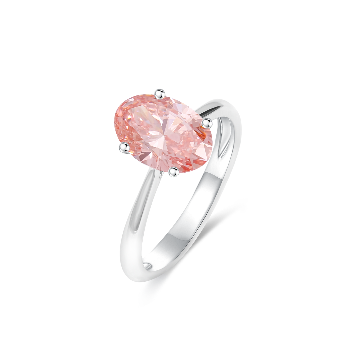 TDG 18K Lab-Grown Pink Oval Bowtie Effect Diamond Ring