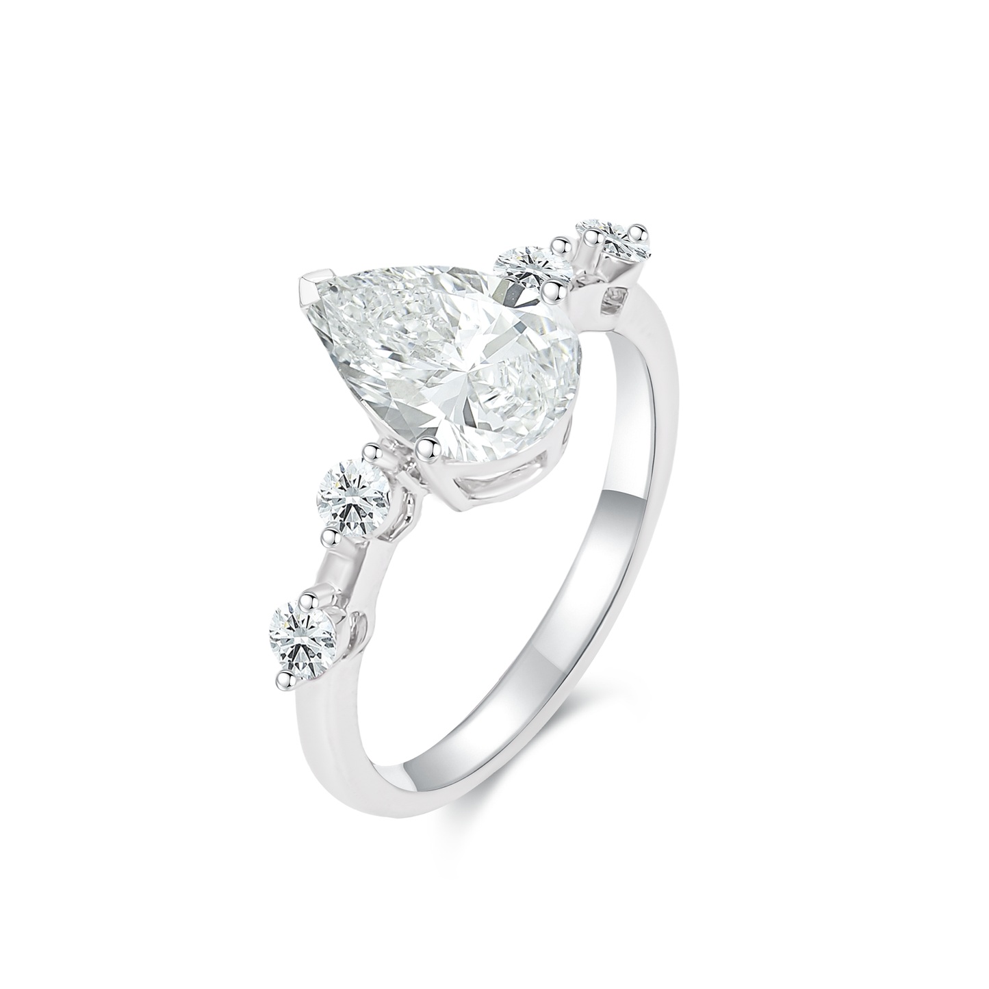 TDG 18K White Gold Lab Grown Pear Shaped Diamond with IGI Certificate