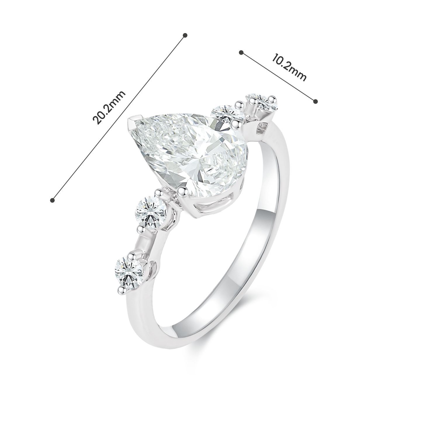 TDG 18K White Gold Lab Grown Pear Shaped Diamond with IGI Certificate