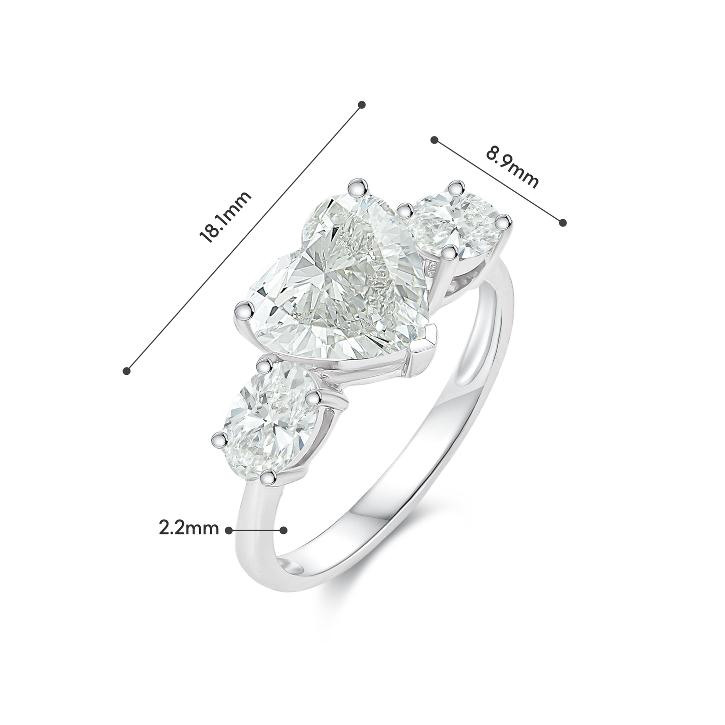 TDG 18K Lab Grown Heart Shaped Diamond Ring with IGI Certificate