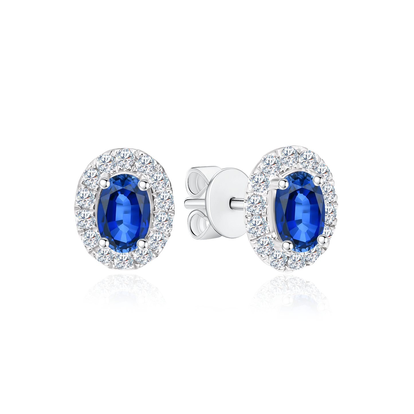 TDG 10K Lab Grown Blue Sapphire Stud Earring