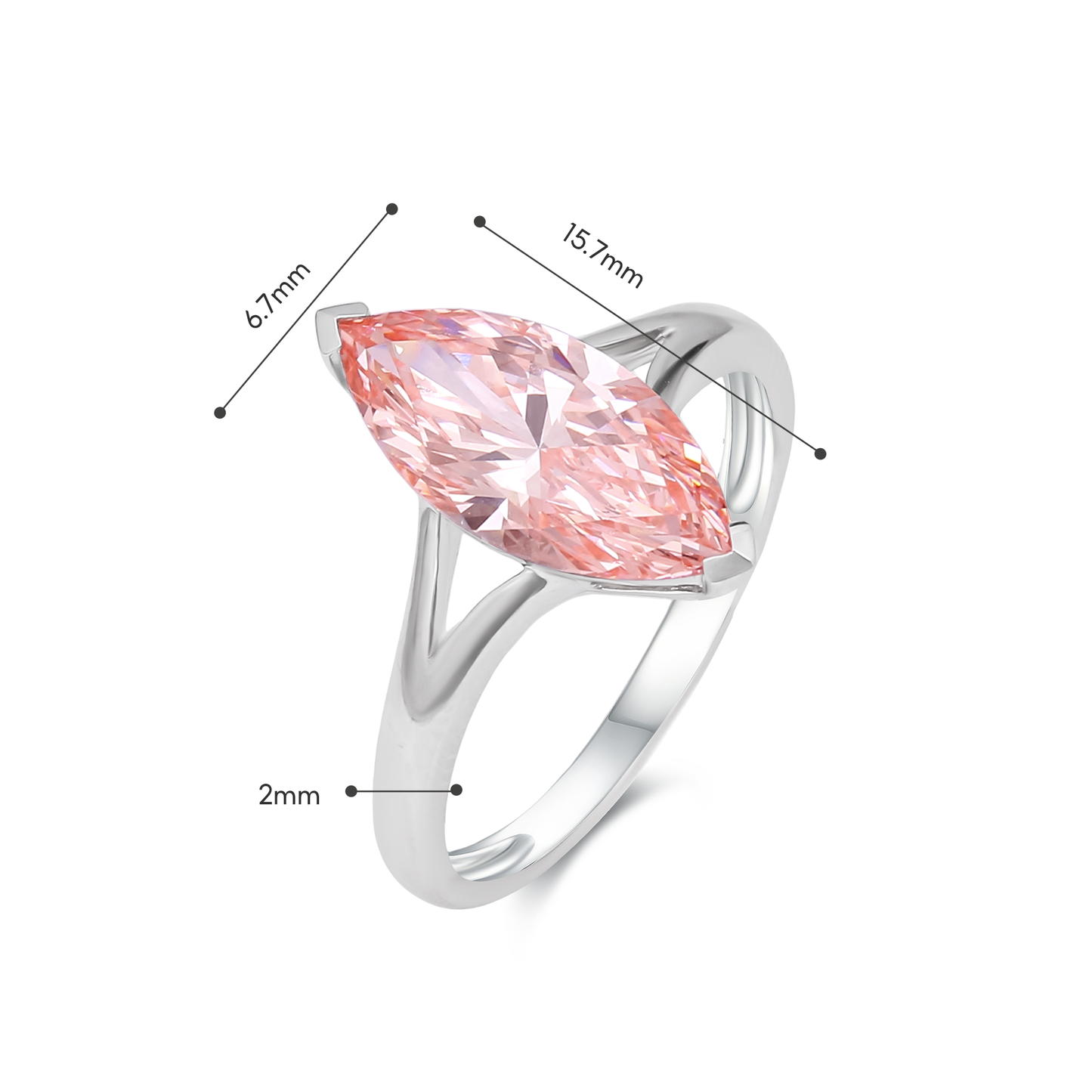TDG 18K Gold Lab-Grown Marquise Cut Pink Bowtie Effect Diamond Ring with IGI Certificate