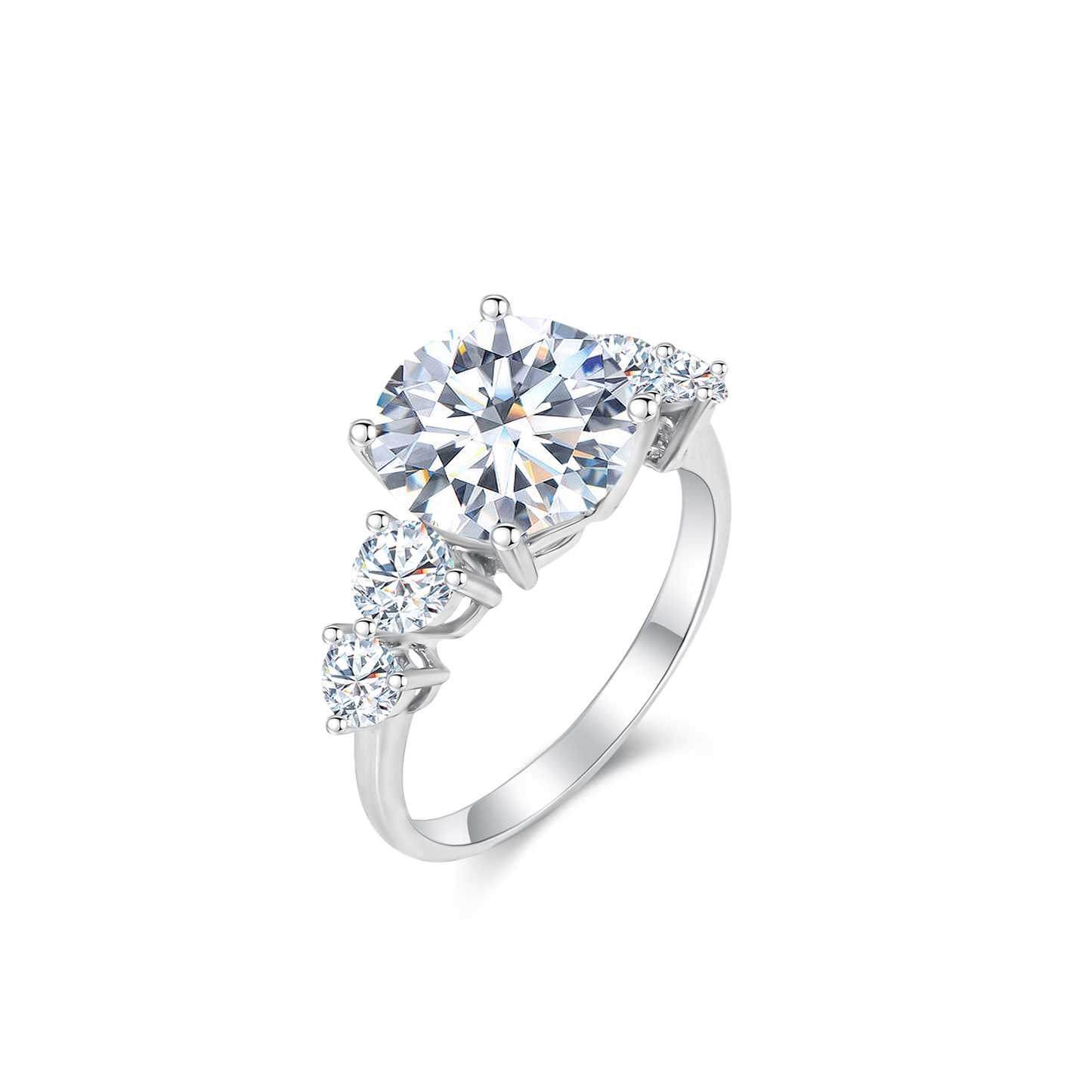 TDG 18K White Gold Lab-Grown Round Brilliant Cut Diamond Ring with IGI Certificate – Multi-Stone Design