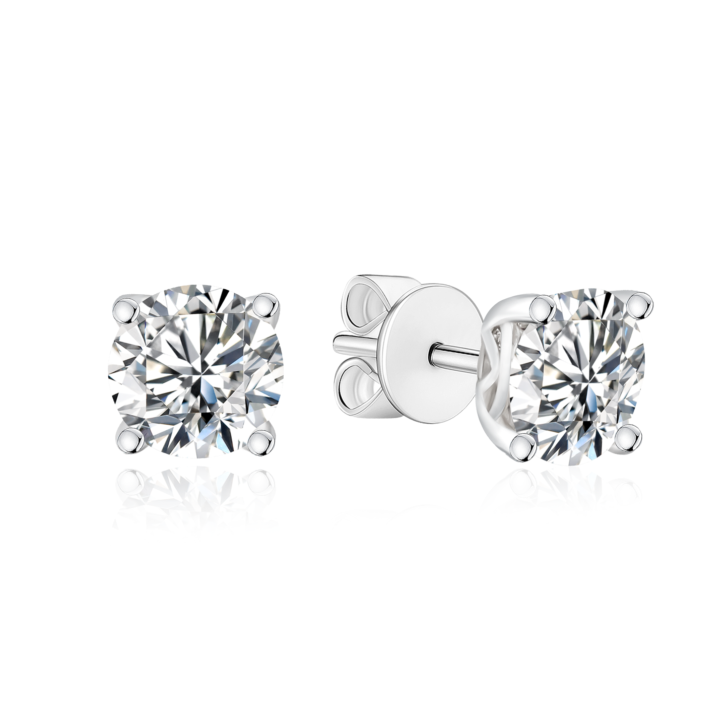 TDG 10K White Gold 4 Prong Diamond Stud Earring