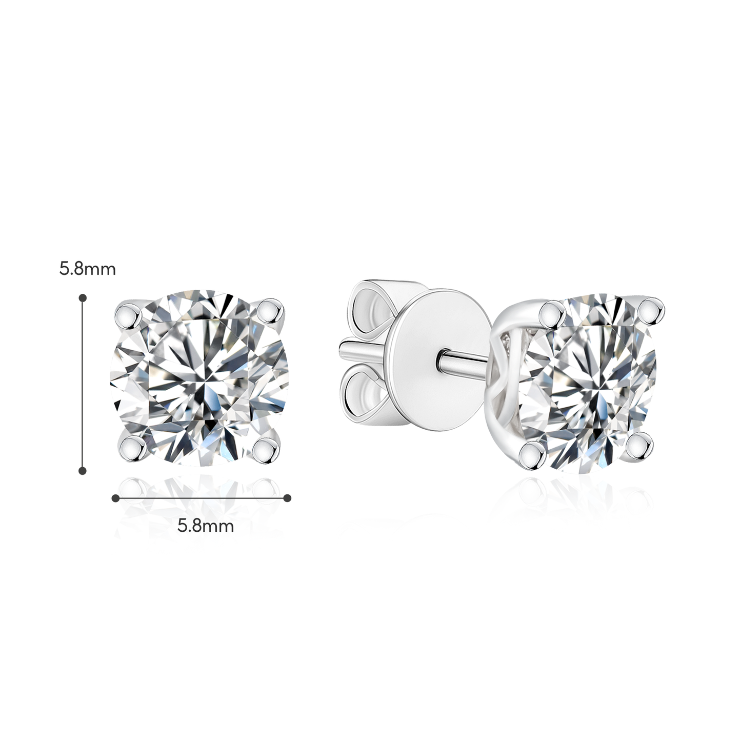 TDG 10K White Gold 4 Prong Diamond Stud Earring