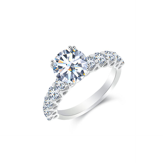 TDG 10K Gold Lab Grown Round Cut Diamond Ring