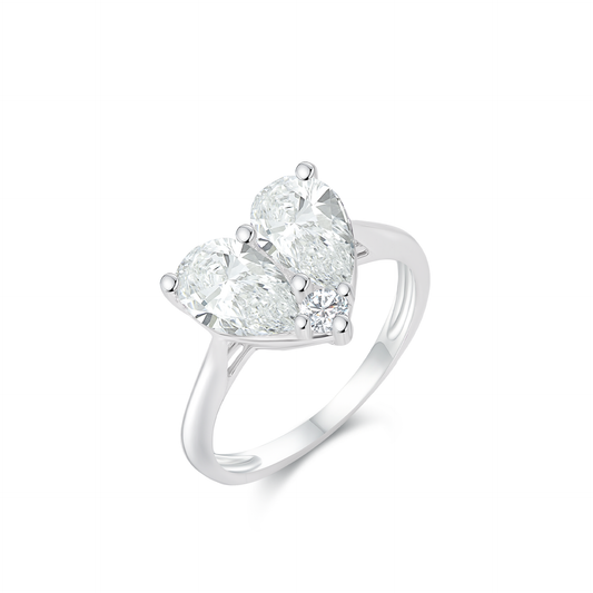 TDG 10K White Gold Lab-Grown Heart-Shaped Diamond Ring