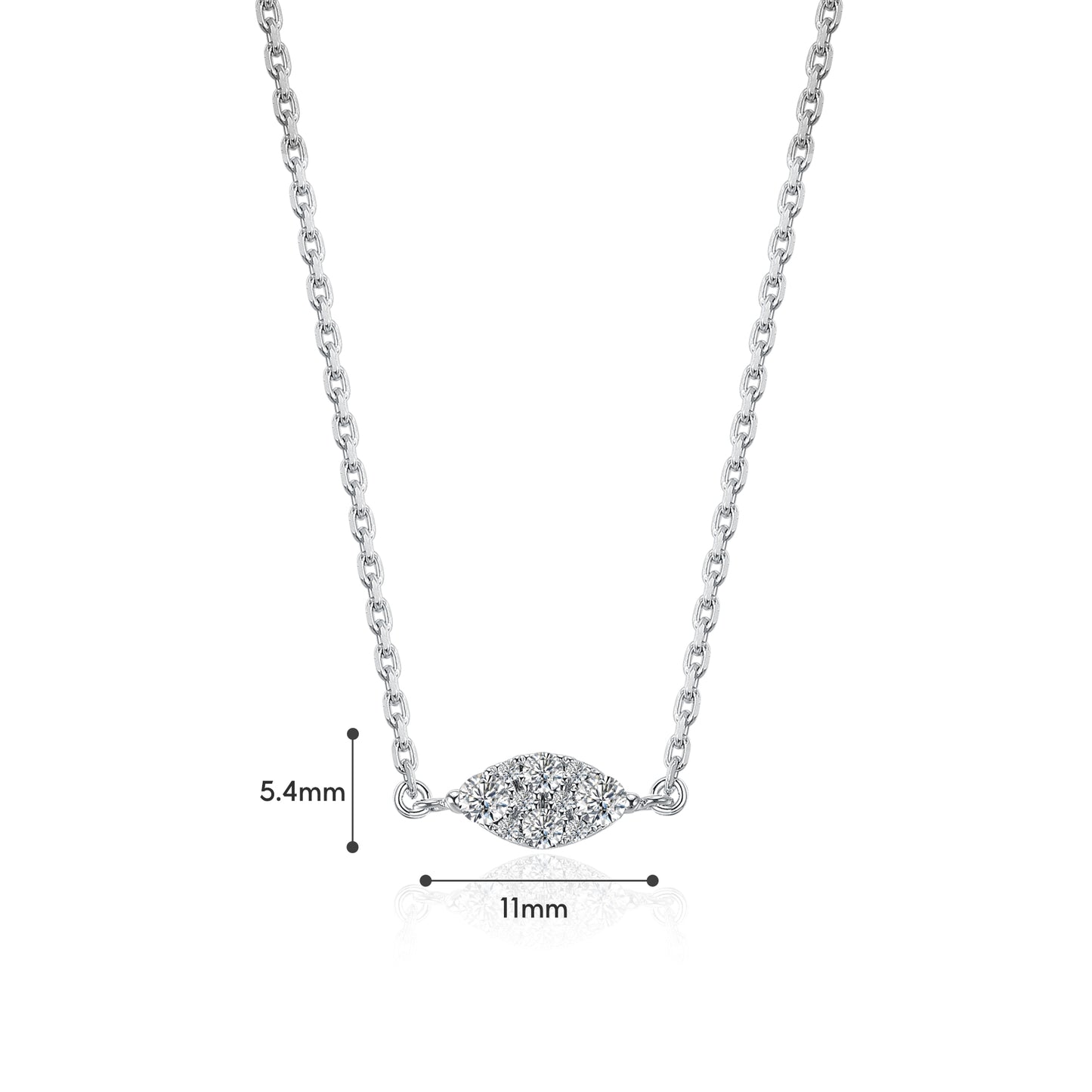 10K Gold Lab Grown Diamond Marquise Shape Cluster Necklace